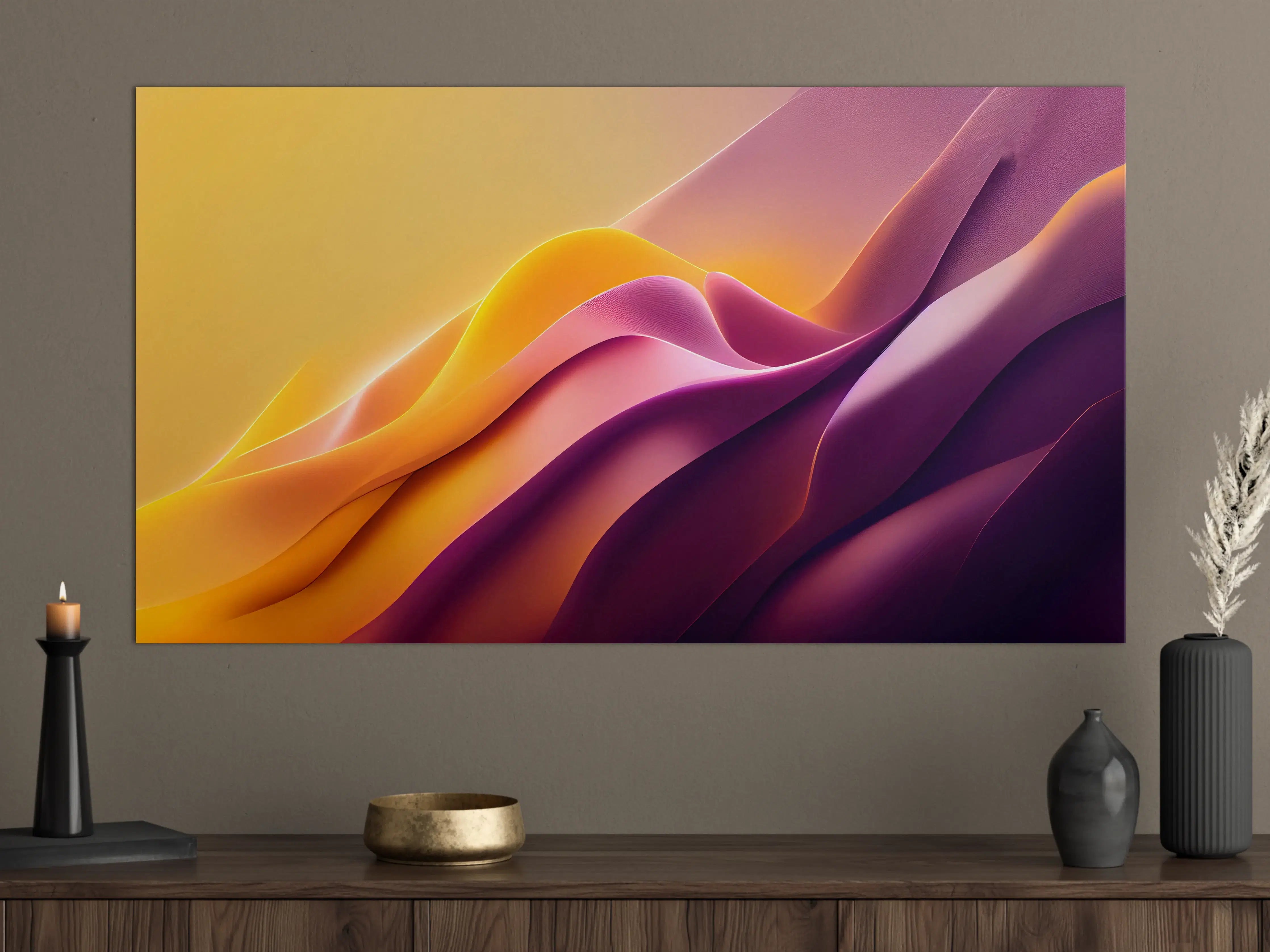 Große Wandbilder - Warme Farbverlaufsgrafik in Metallic-Tönen