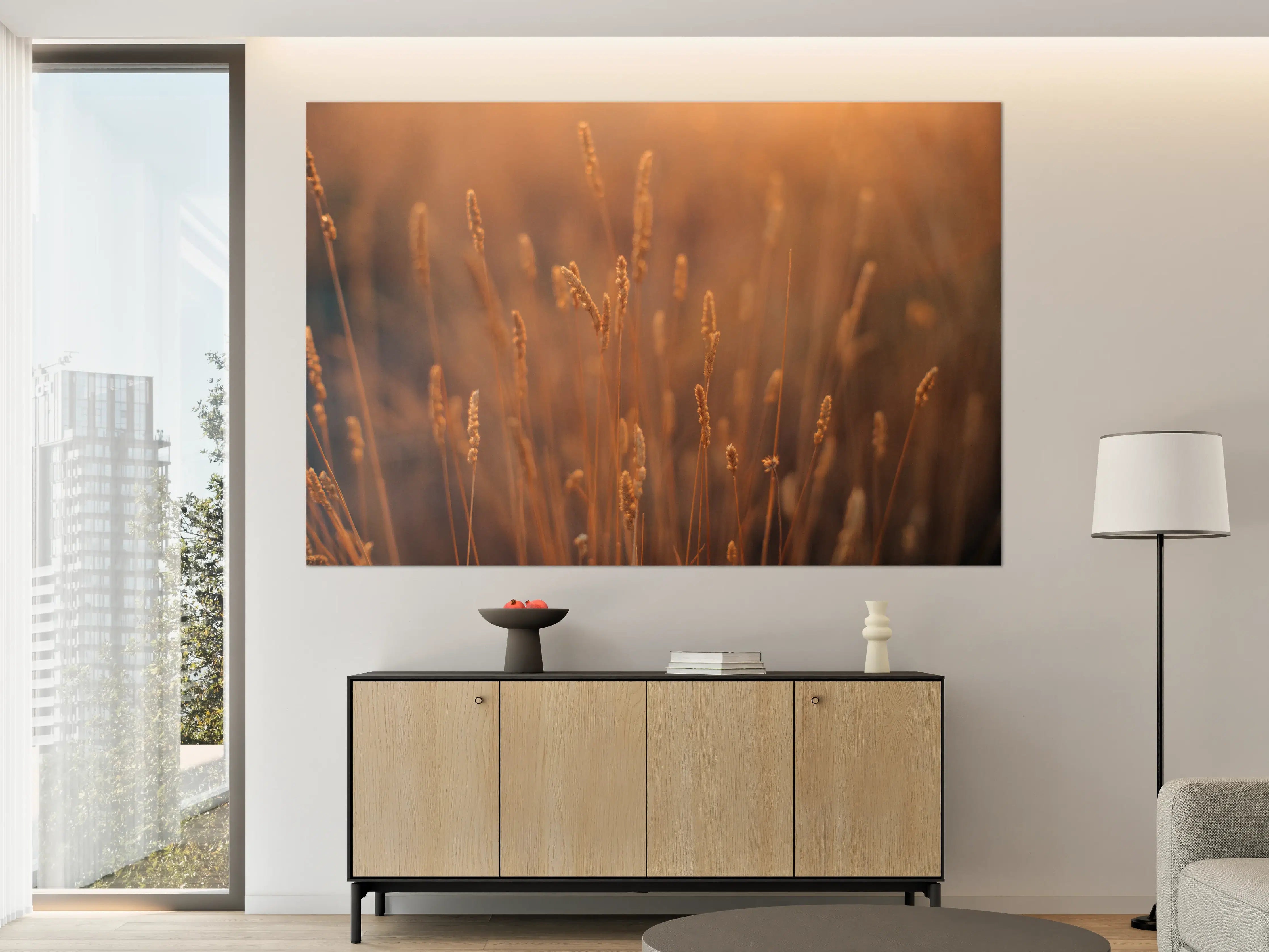 Große Wandbilder - Warme Goldene Weizenähren im Sunset-Licht