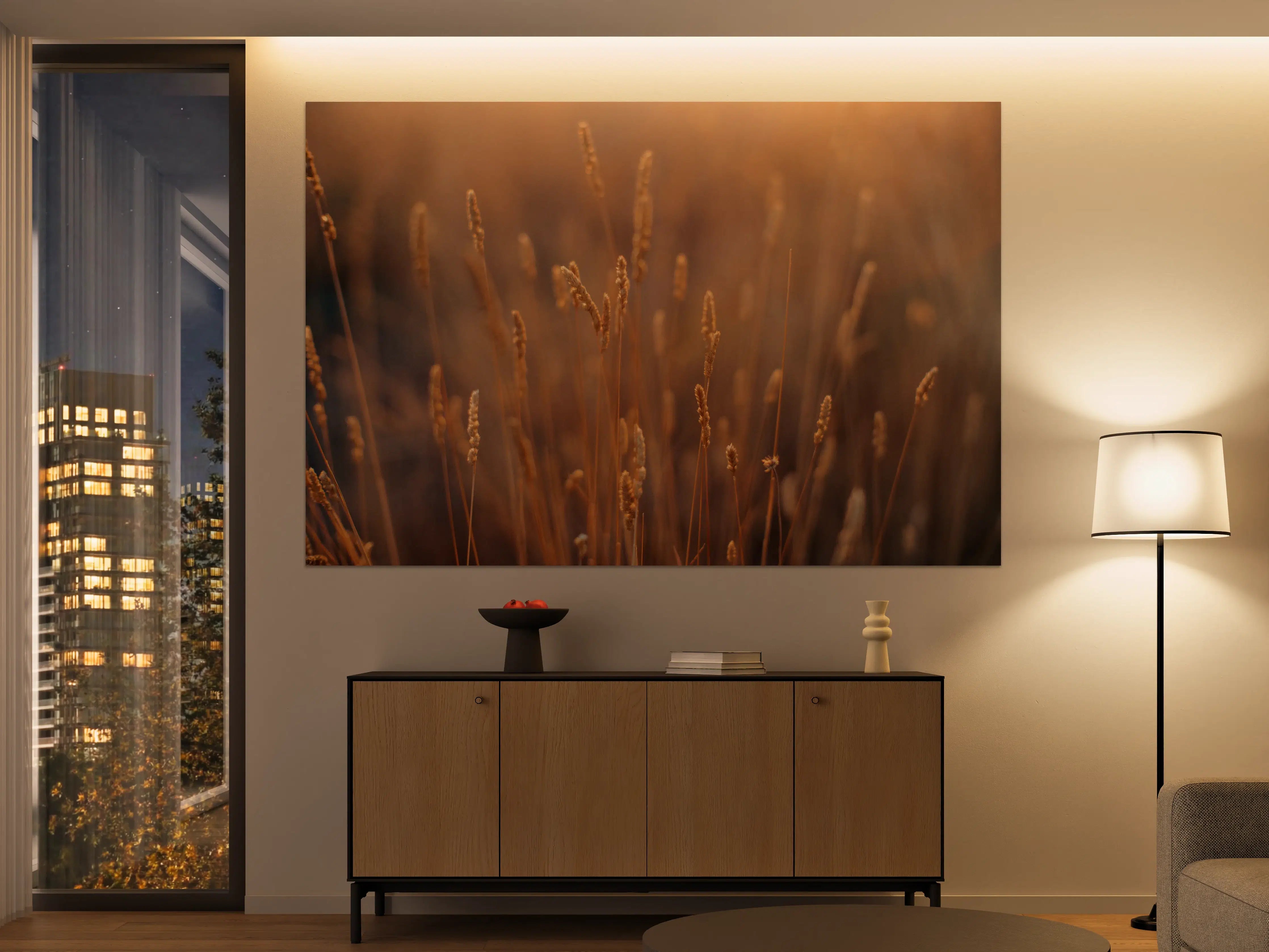 Große Wandbilder - Warme Goldene Weizenähren im Sunset-Licht