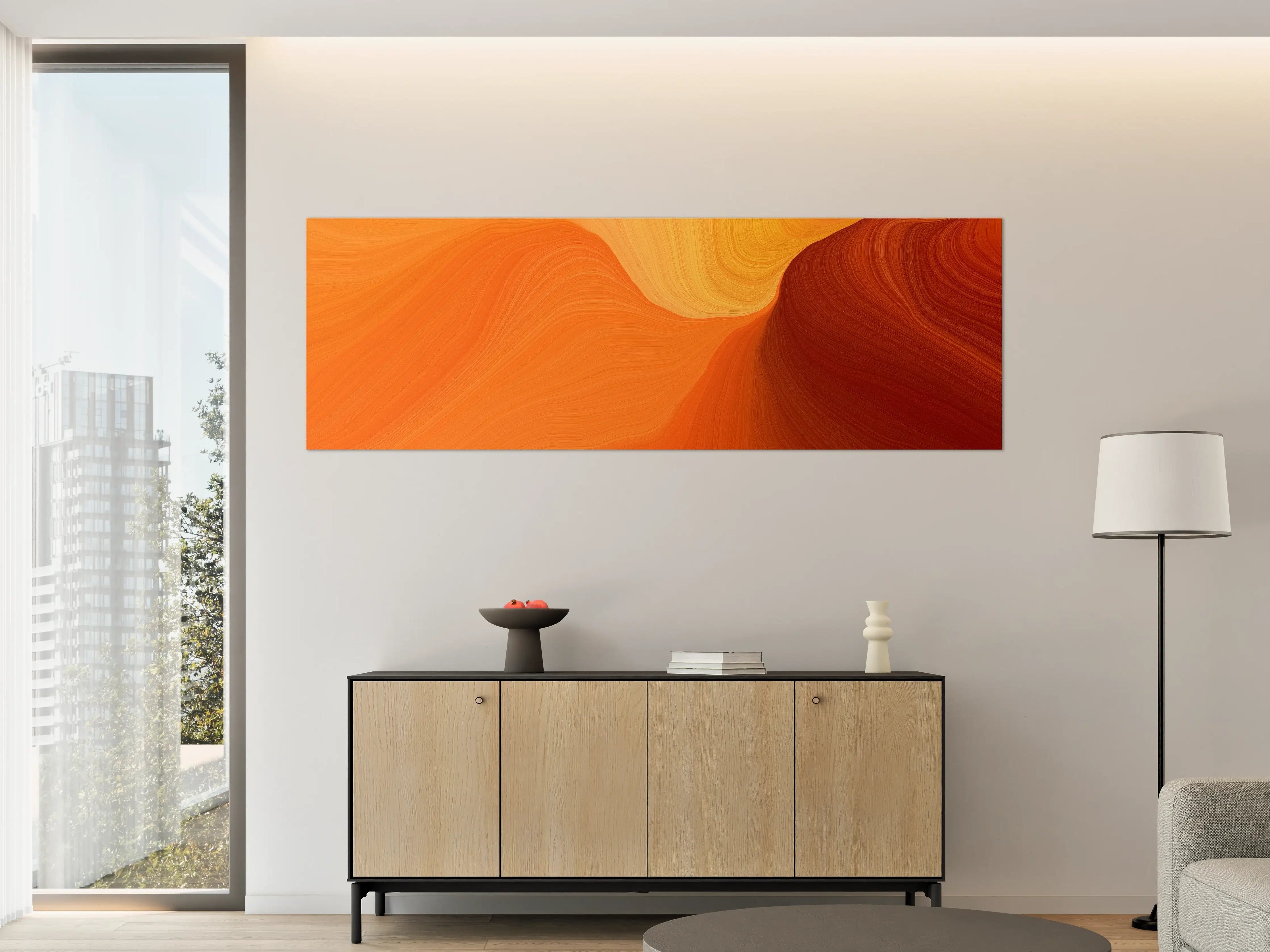 Große Wandbilder - Warme Orange- und Rottöne abstraktes Wandbild