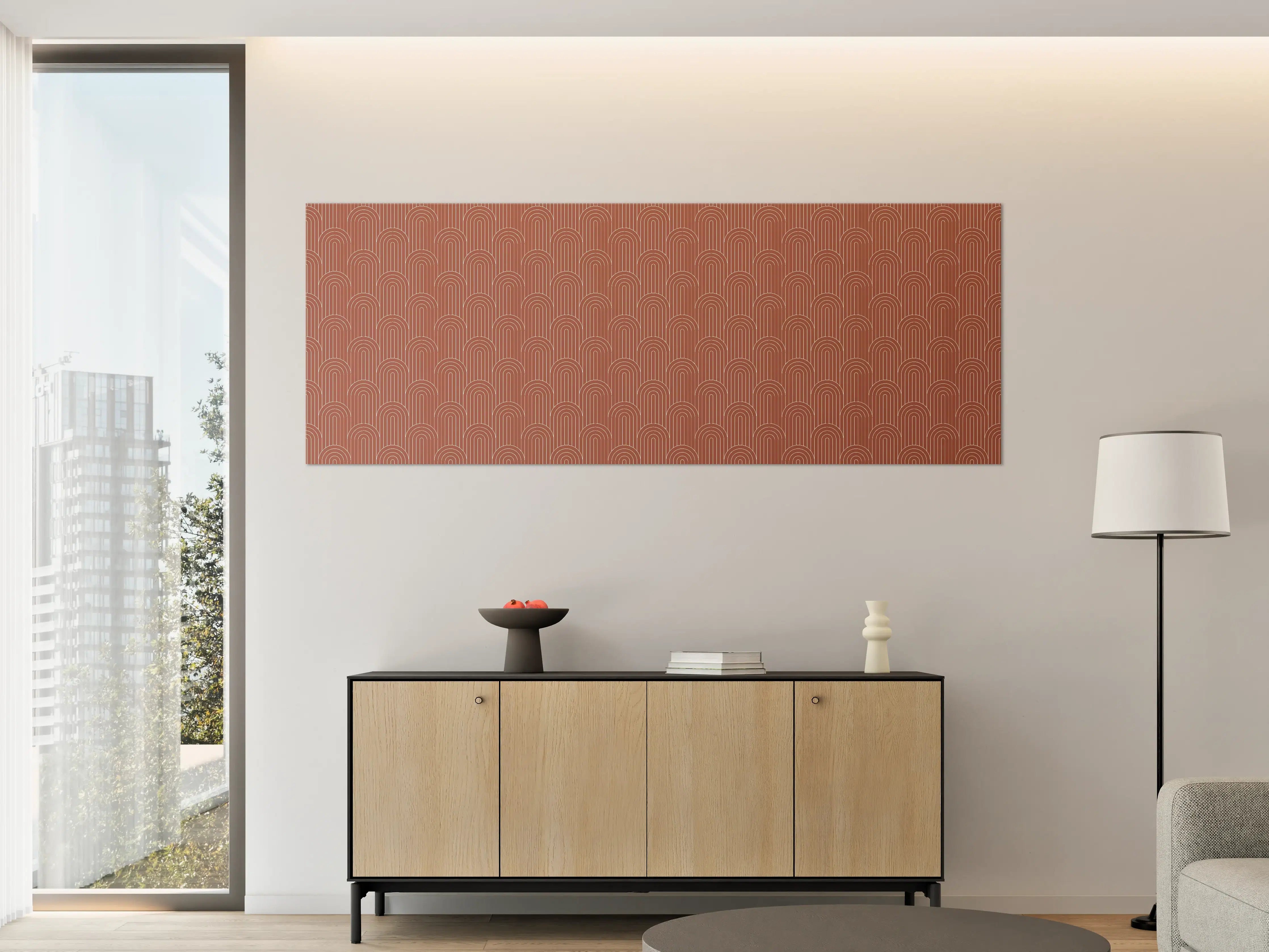 Große Wandbilder - Warme Terrakotta-Wand mit Mustern
