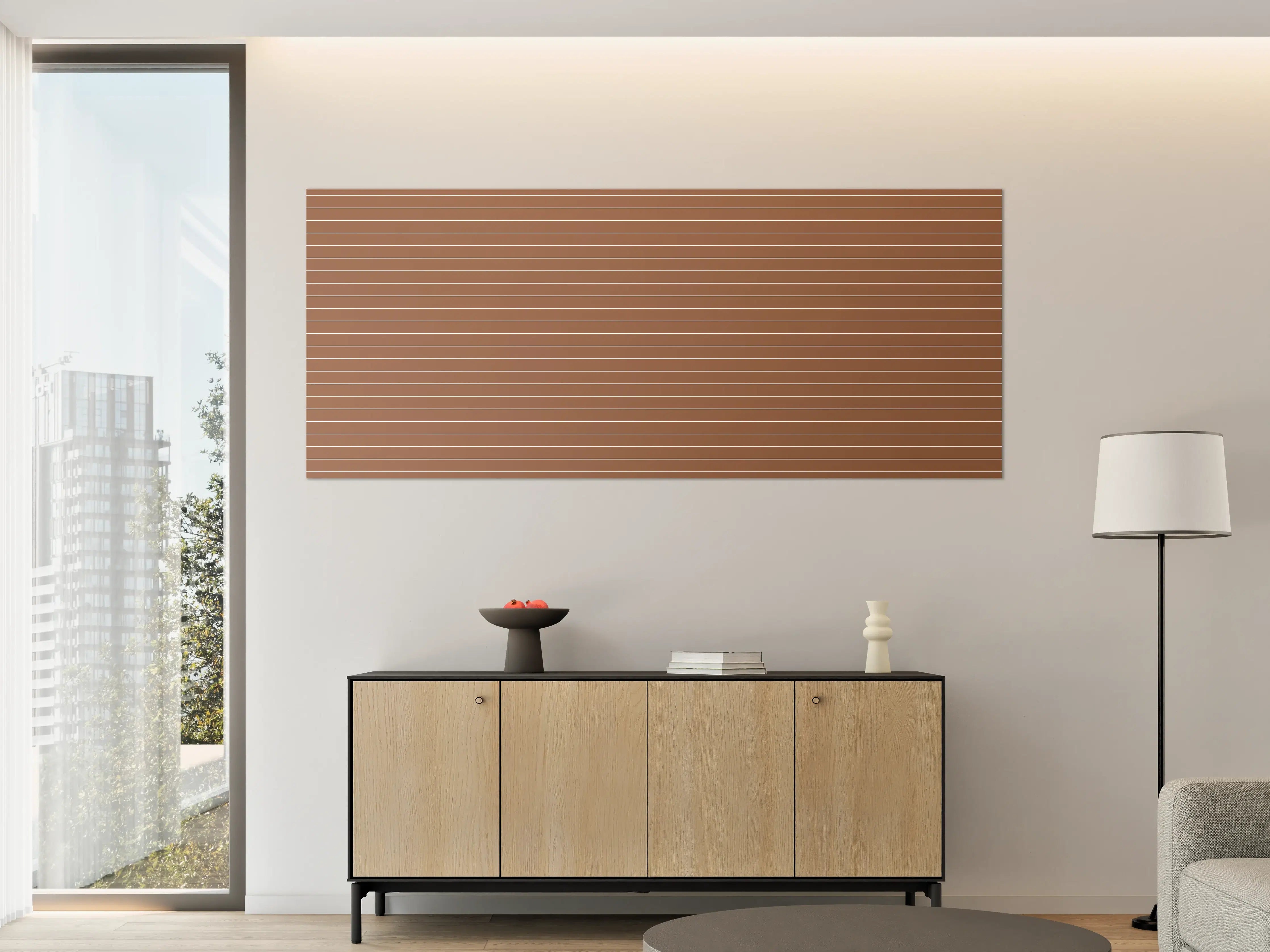 Große Wandbilder - Warmer Braun-Ton mit Linienmuster