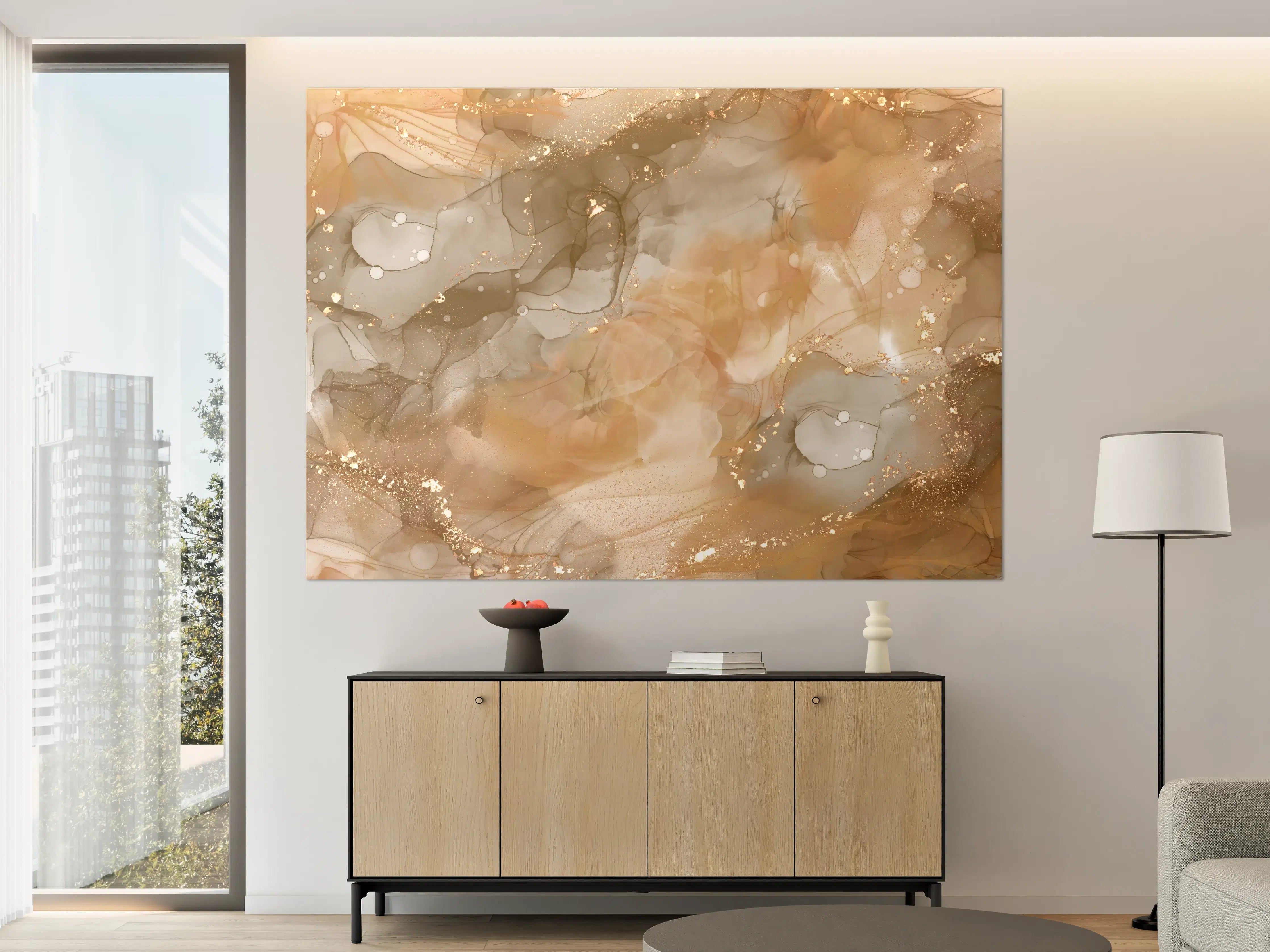 Große Wandbilder - Warmer, flüssiger Farbverlauf in Beige- und Brauntönen
