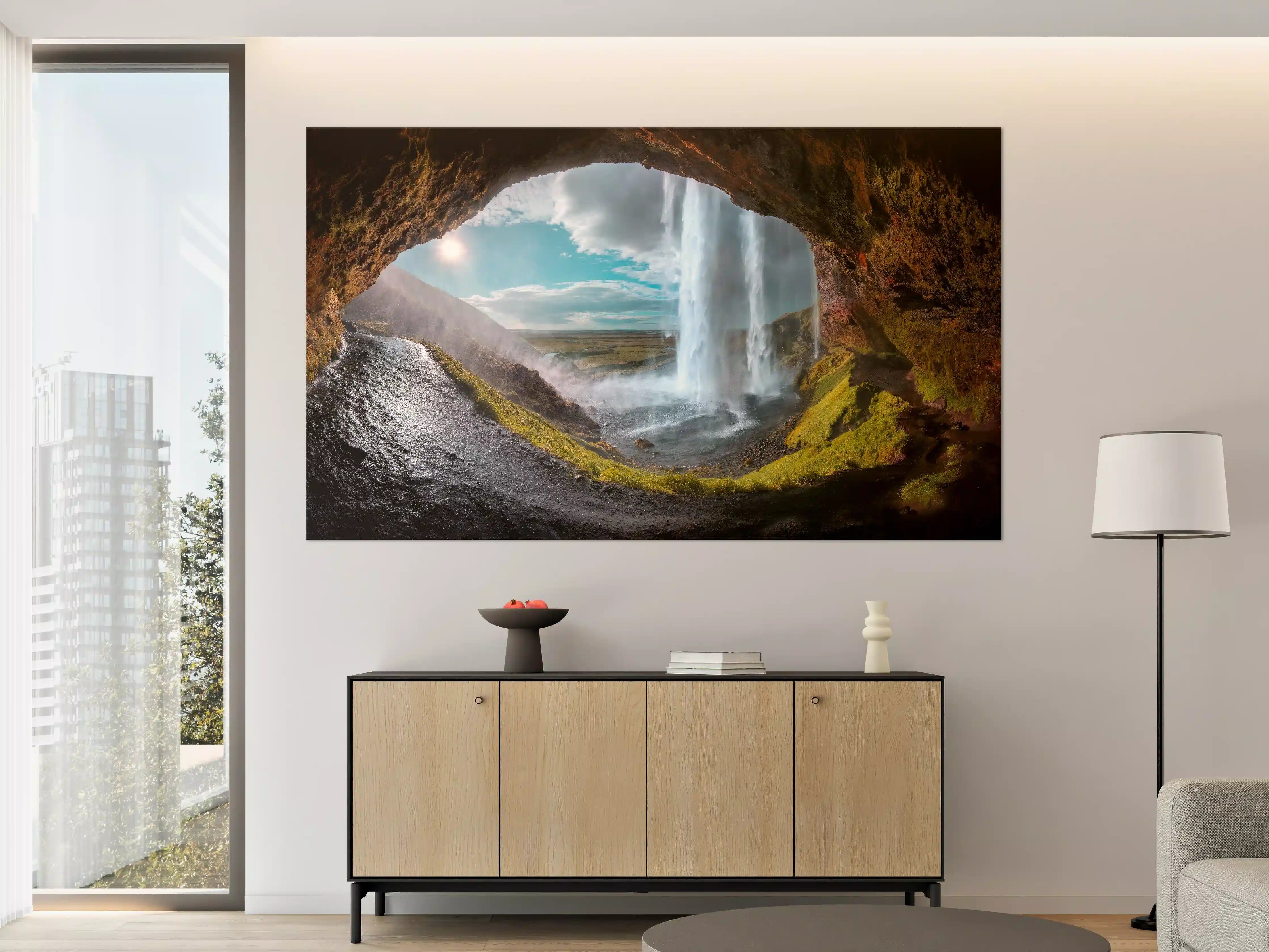 Große Wandbilder - Wasserfall durch Bergtunnel