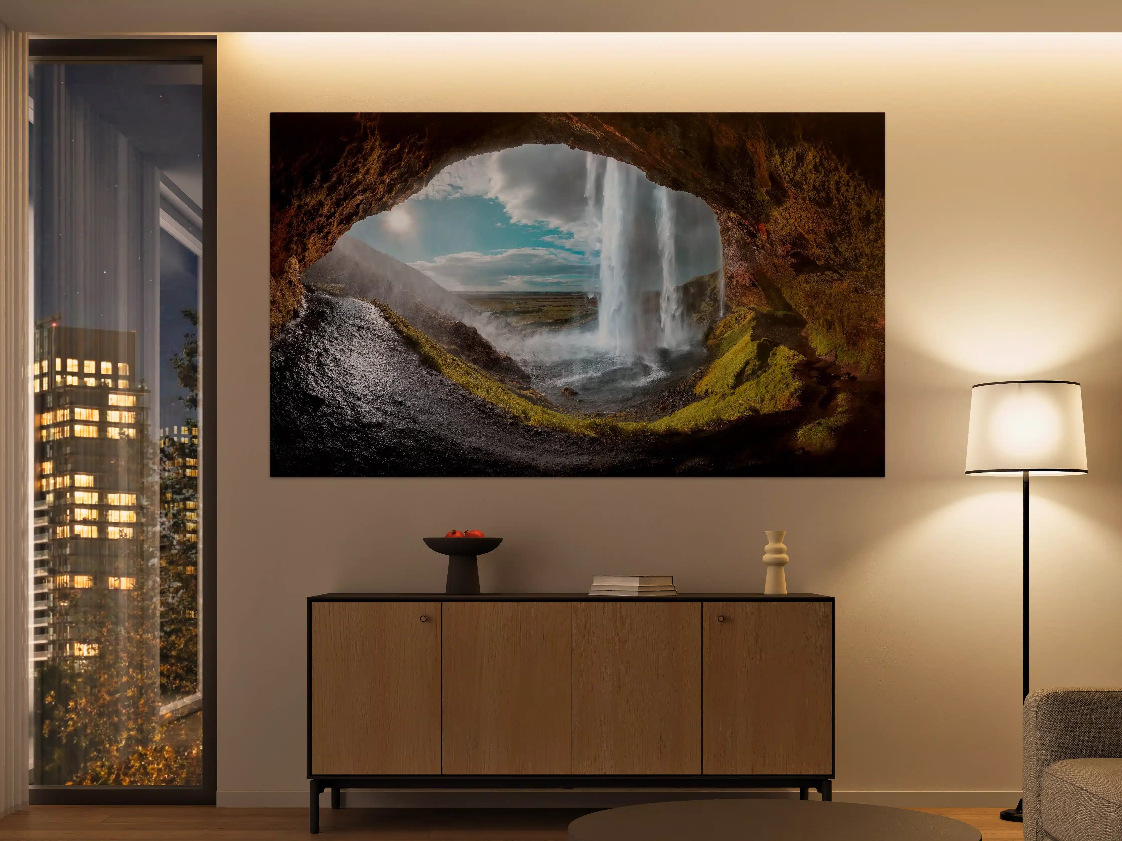 Große Wandbilder - Wasserfall durch Bergtunnel