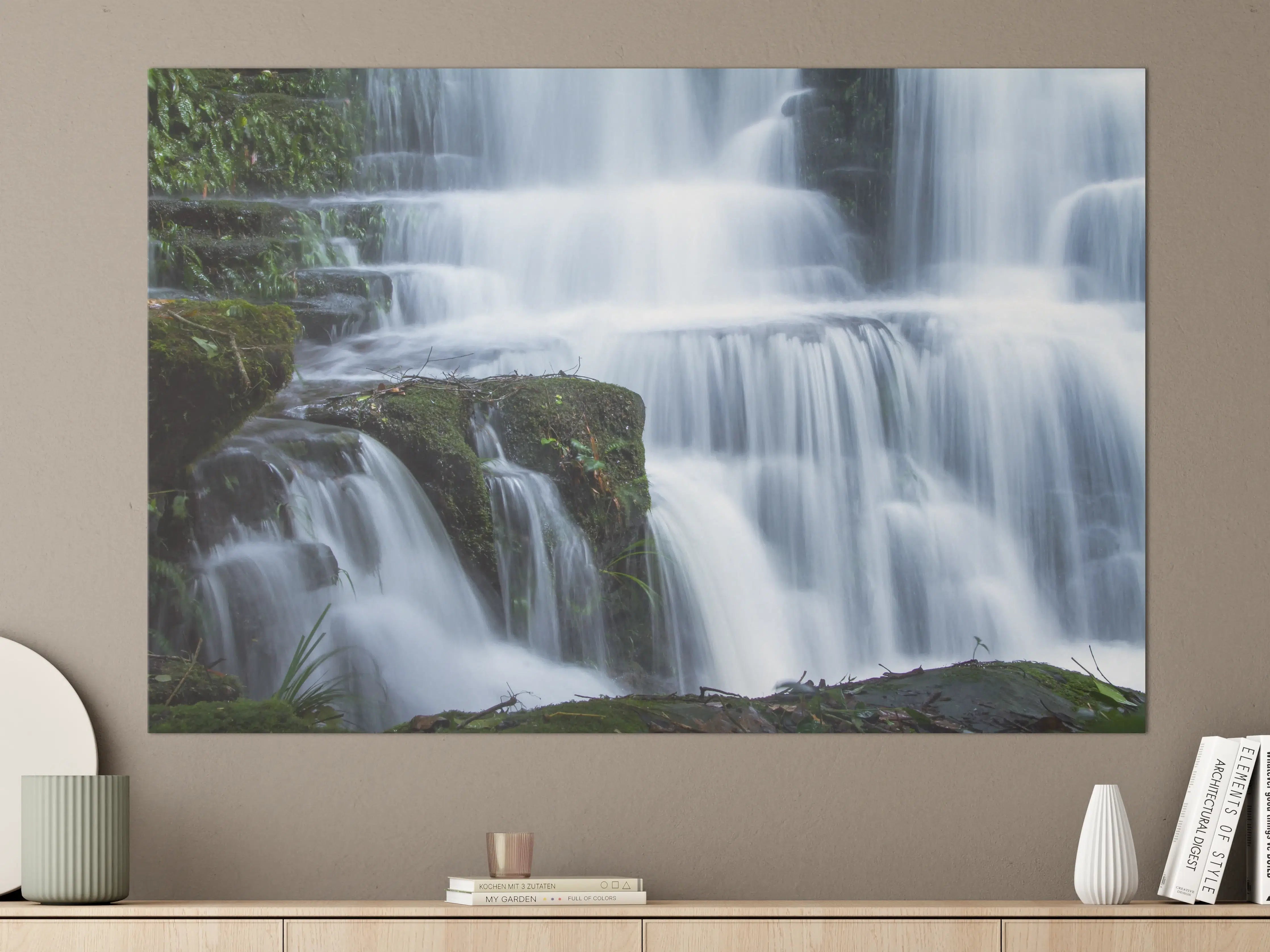 Große Wandbilder - Wasserfall im Wald mit Felsen