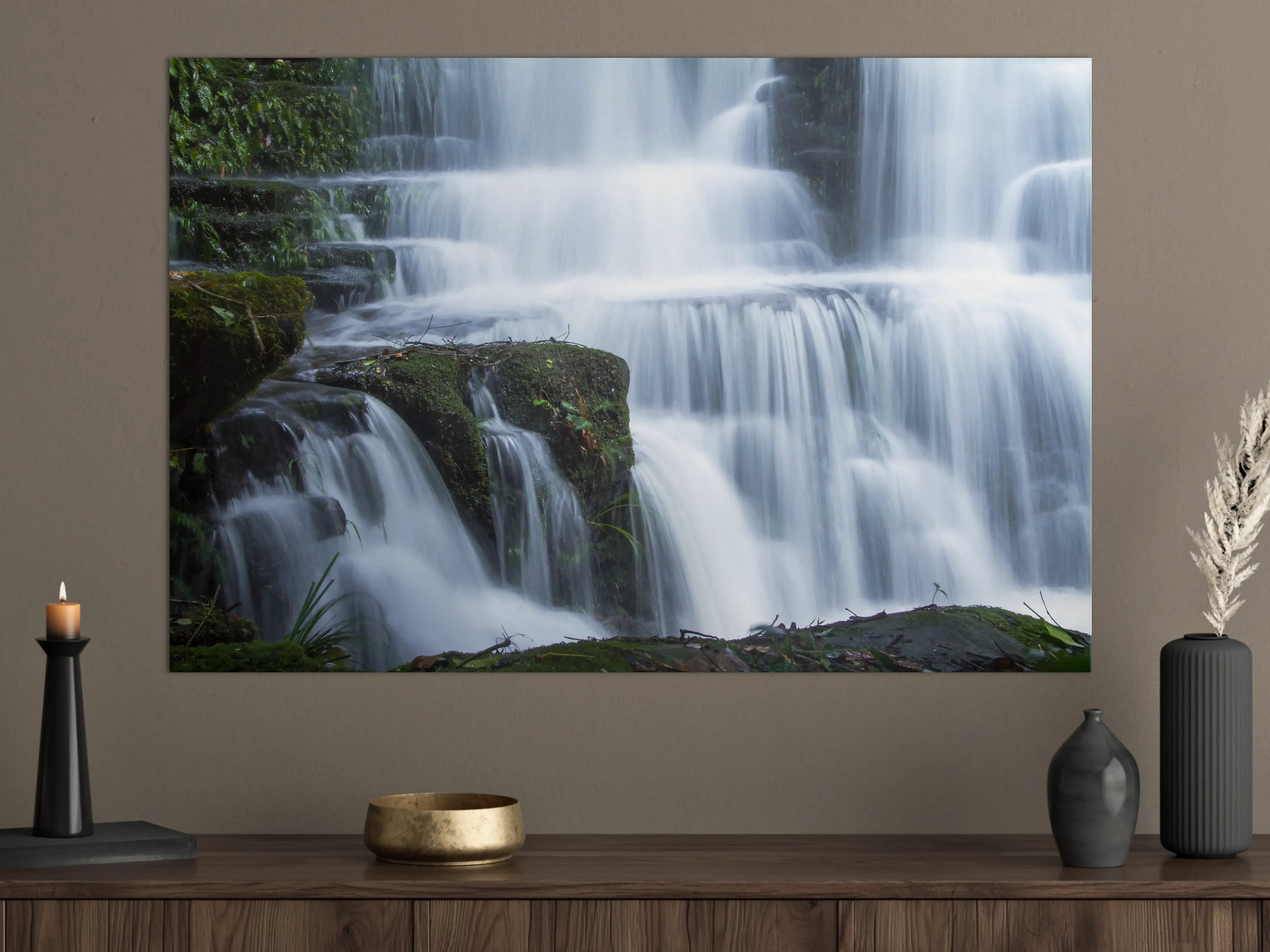Große Wandbilder - Wasserfall im Wald mit Felsen