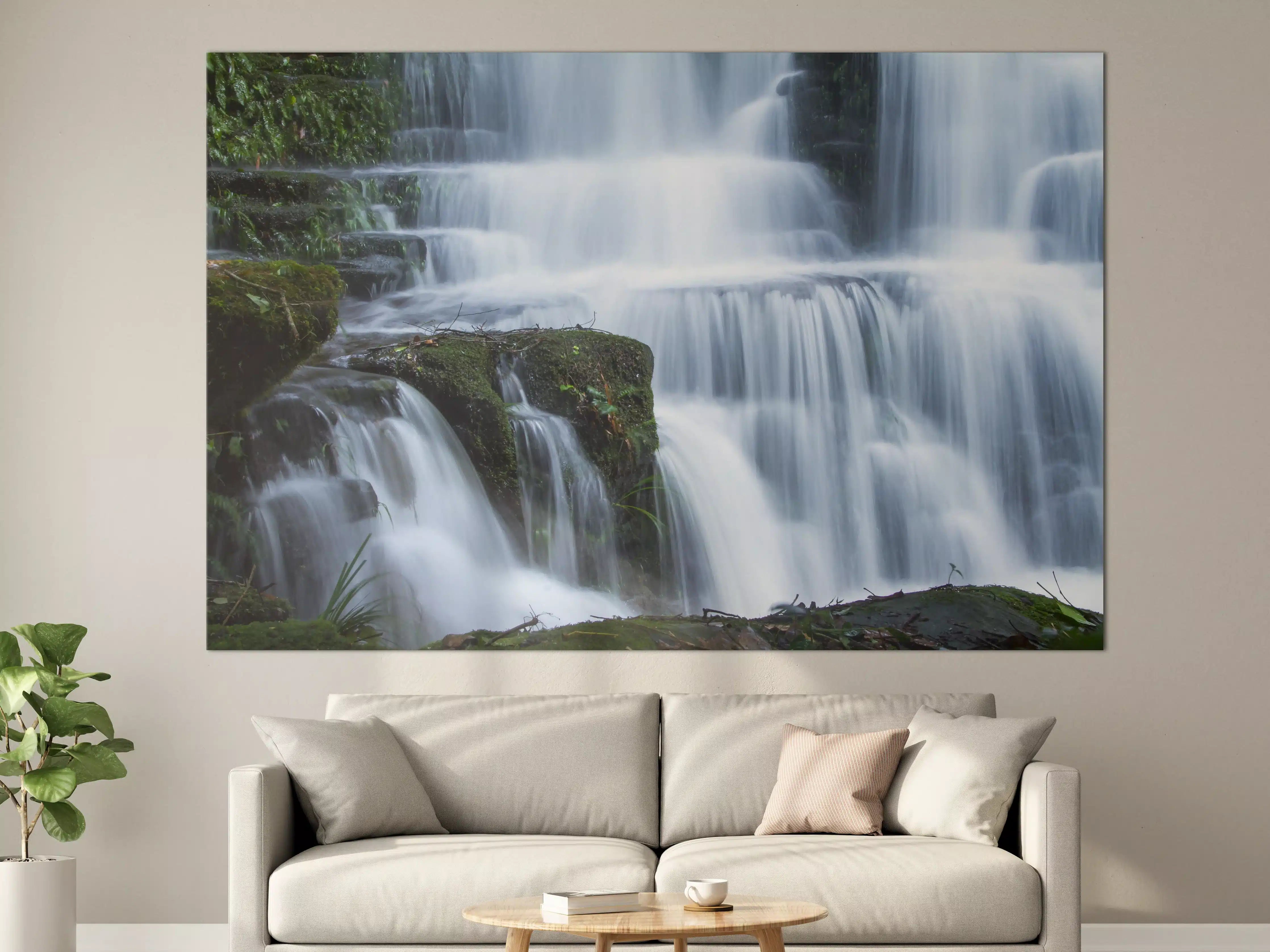 Große Wandbilder - Wasserfall im Wald mit Felsen