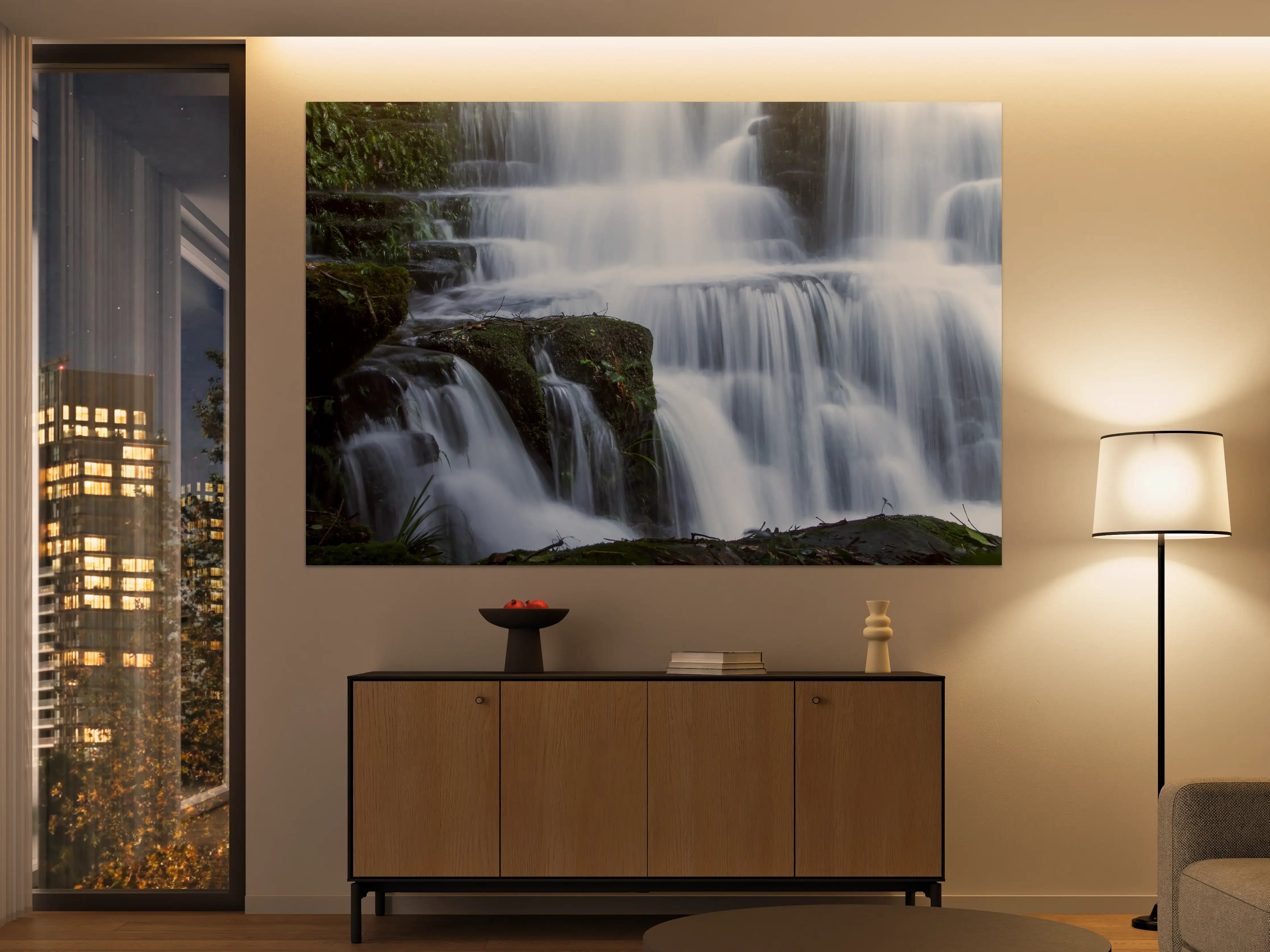 Große Wandbilder - Wasserfall im Wald mit Felsen