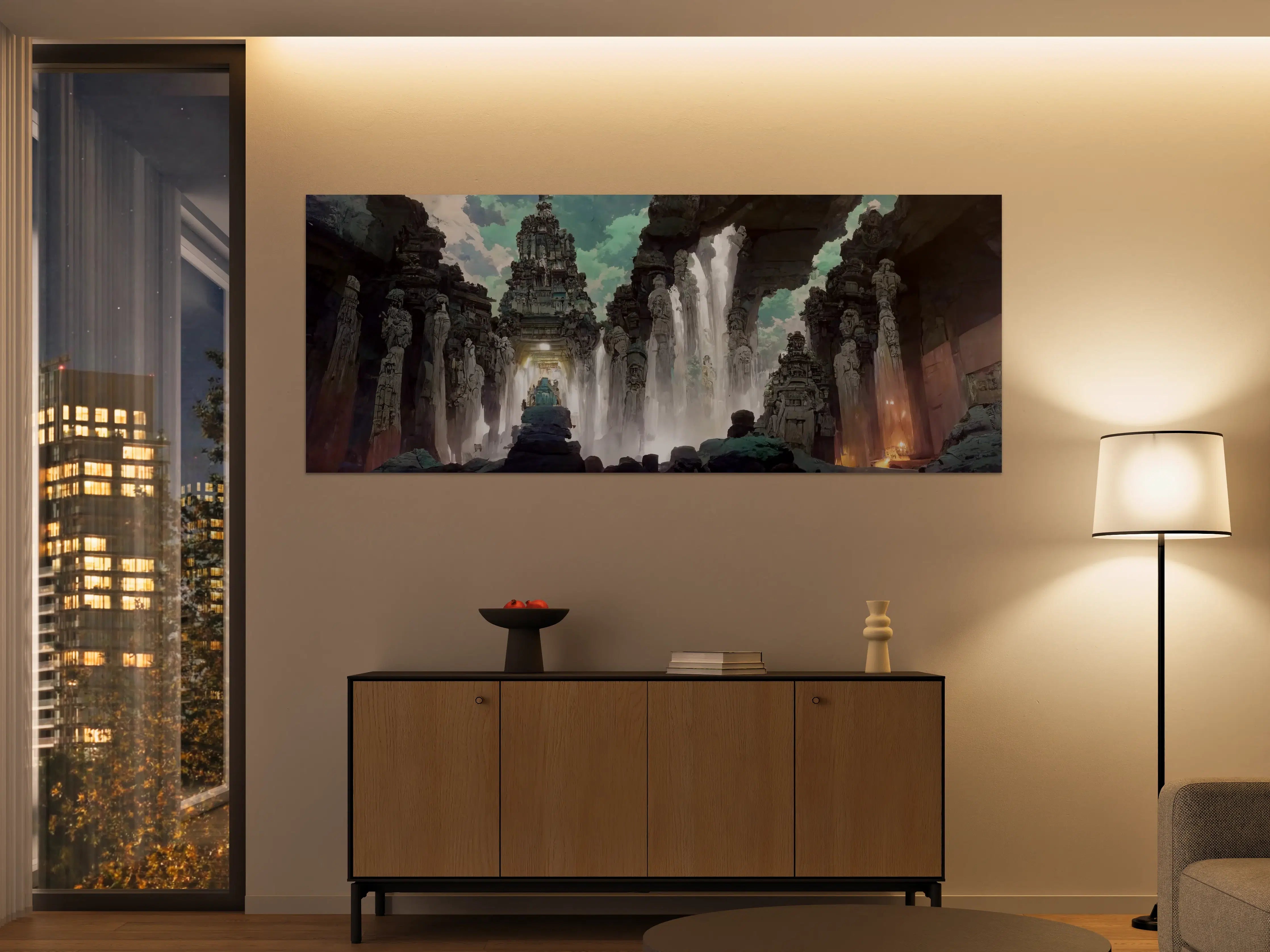 Große Wandbilder - Wasserfall in einer Höhle - Zeichnung