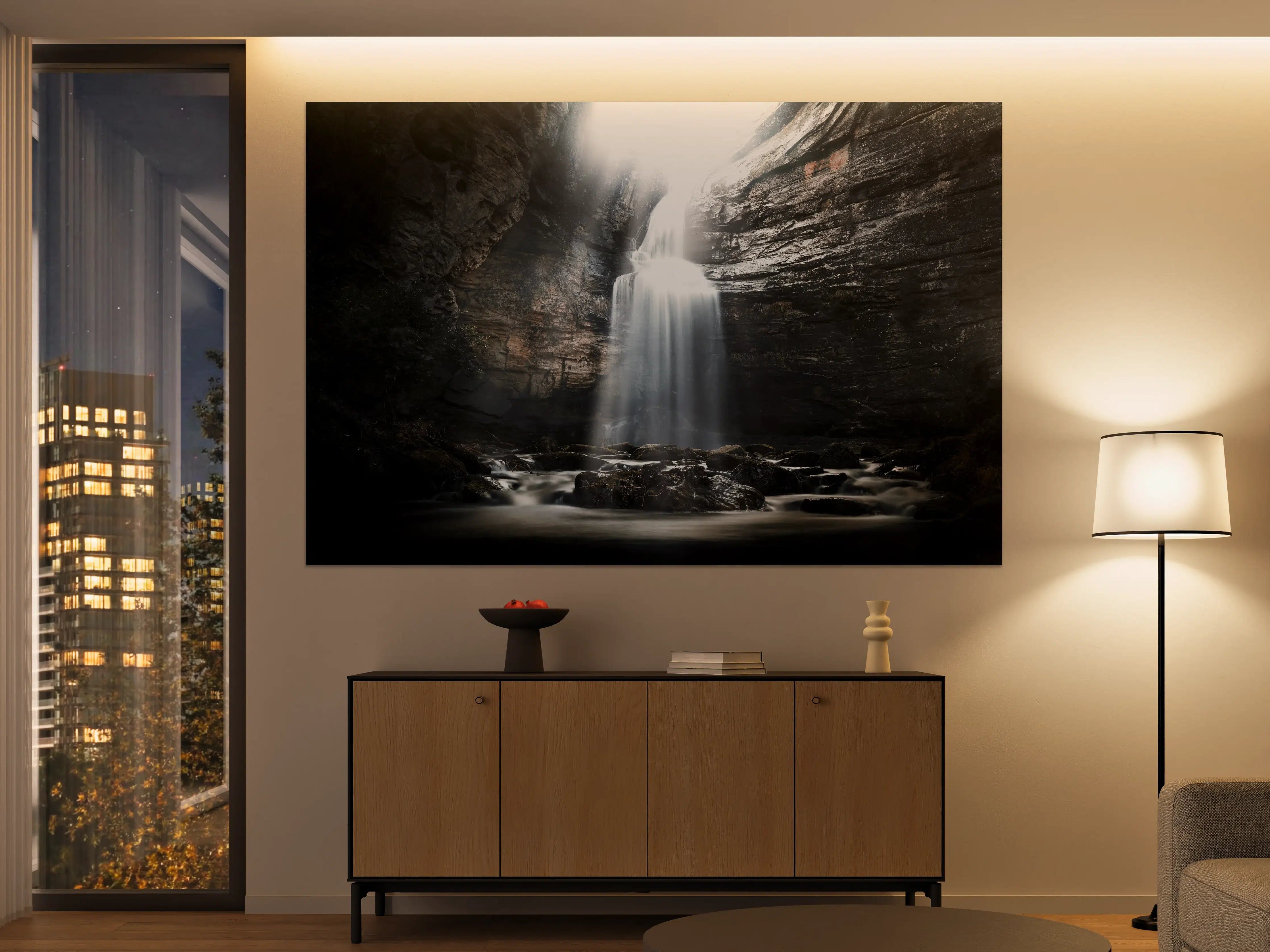 Große Wandbilder - Wasserfall in geheimnisvoller Schlucht