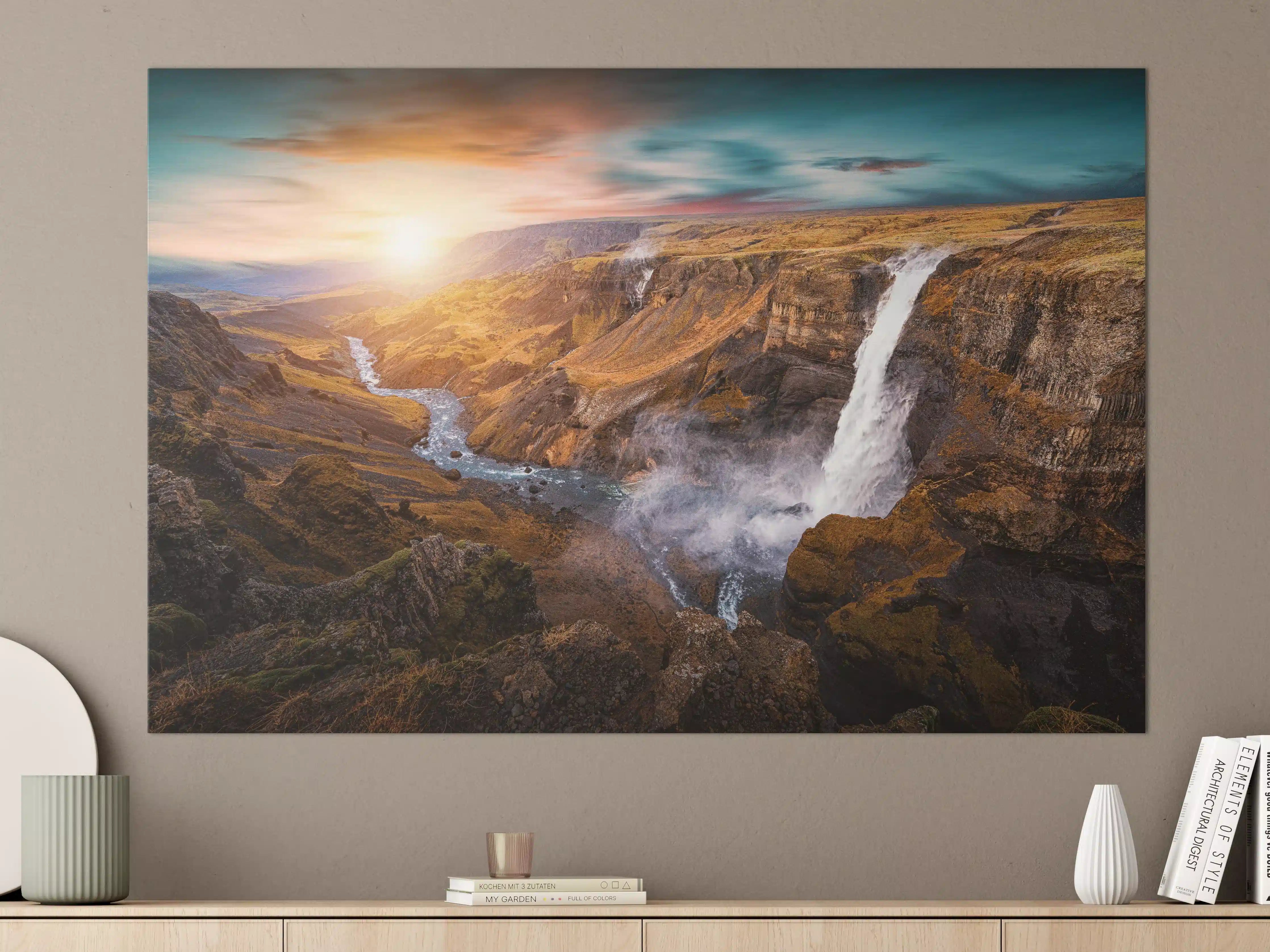 Große Wandbilder - Wasserfall in natürlicher Umgebung bei Sonnenaufgang