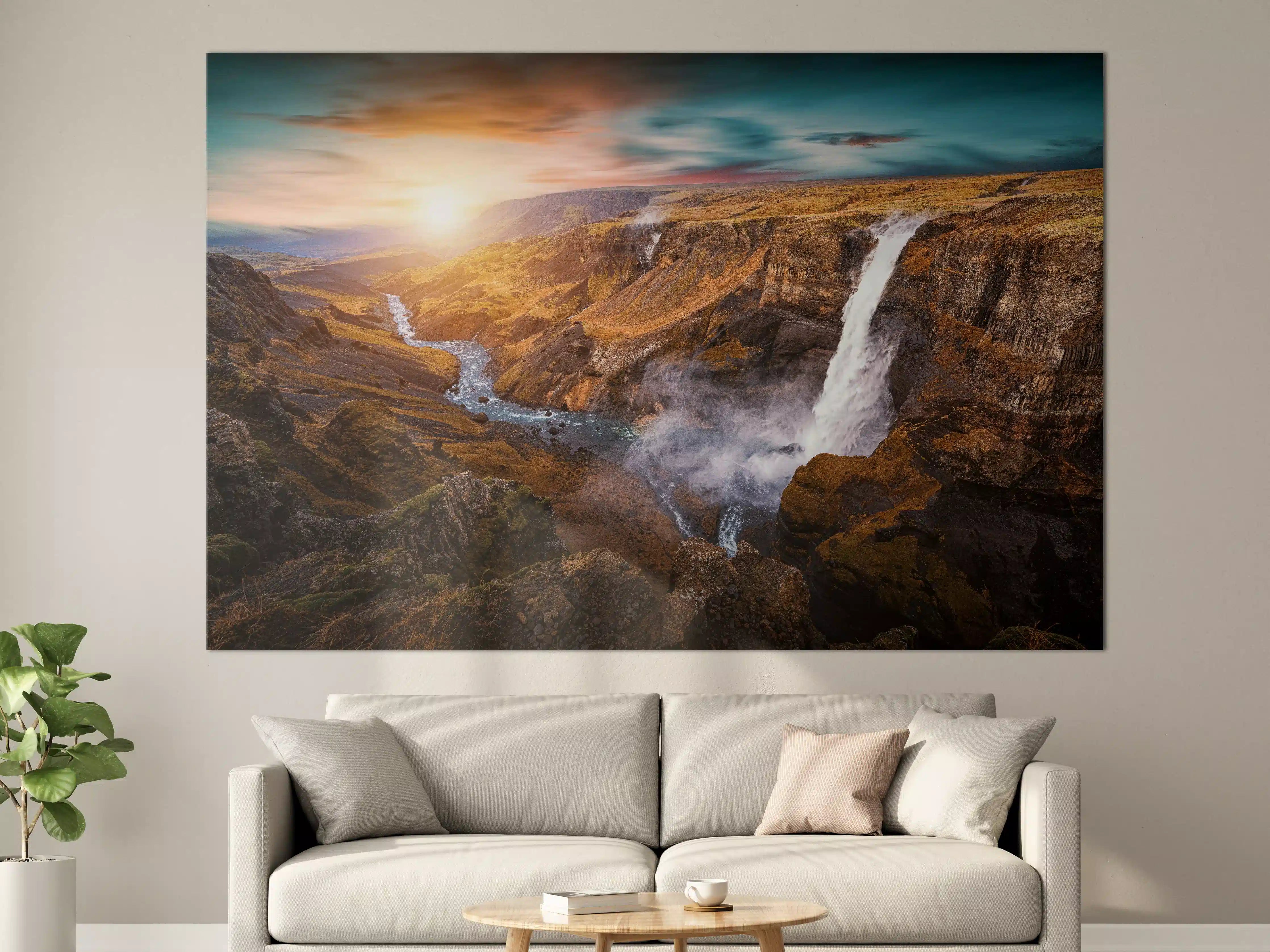 Große Wandbilder - Wasserfall in natürlicher Umgebung bei Sonnenaufgang