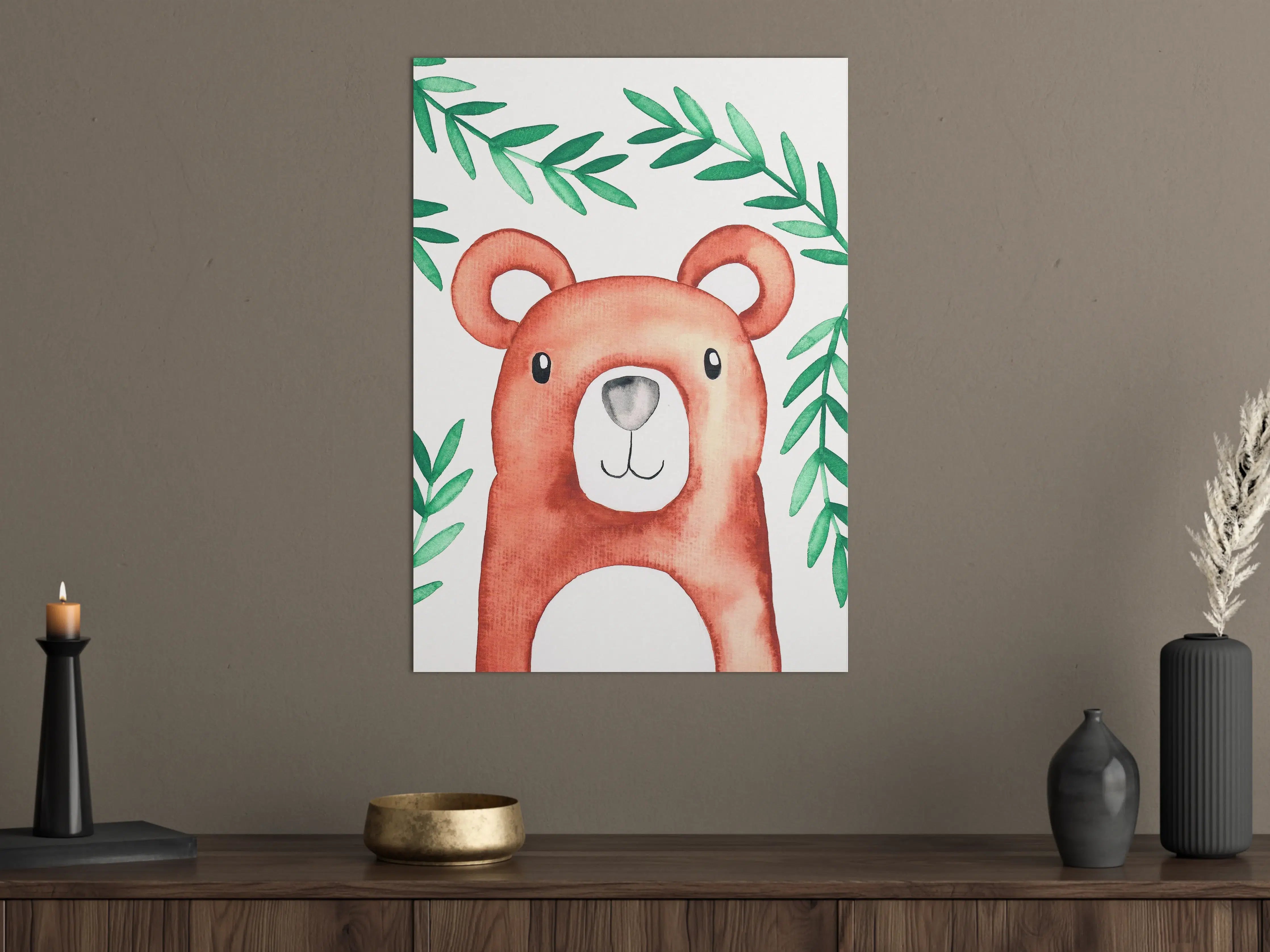 Große Wandbilder - Wasserfarben-Bär in Frühlingsgrün