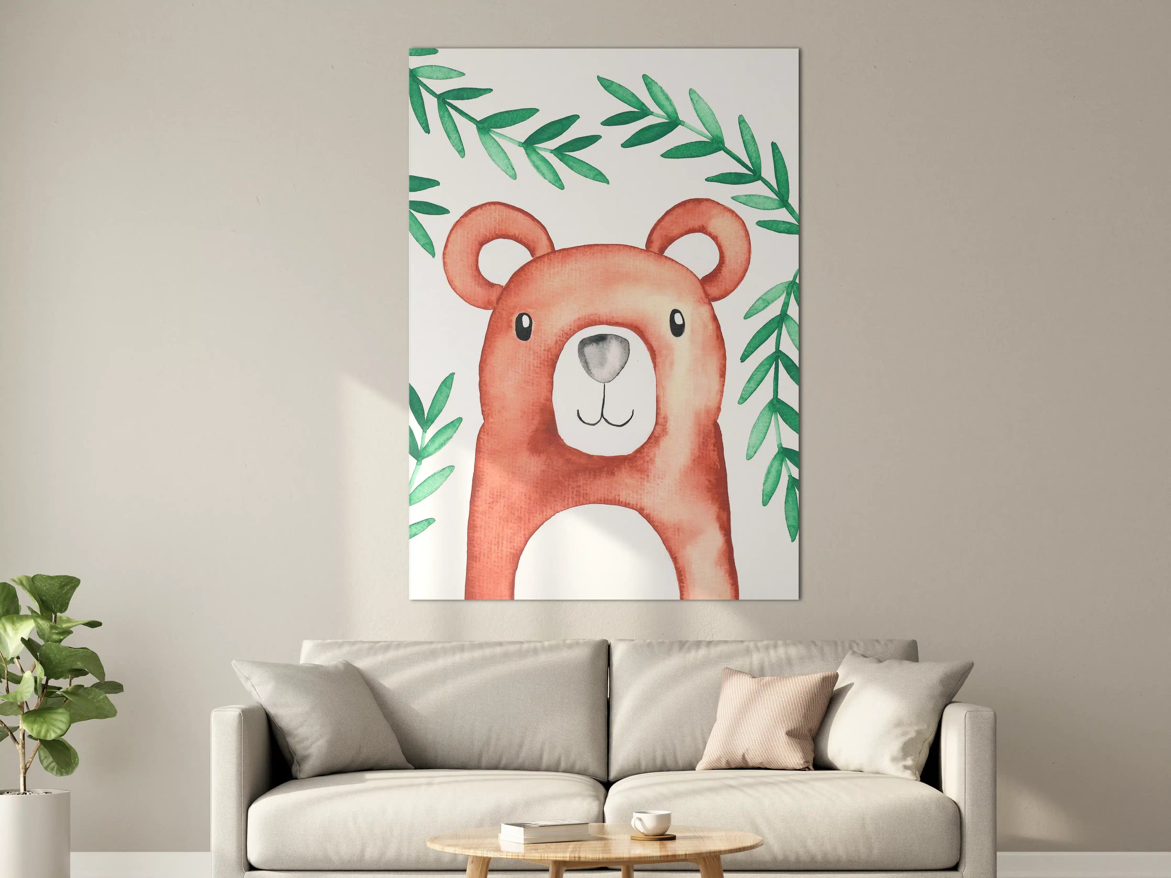 Große Wandbilder - Wasserfarben-Bär in Frühlingsgrün