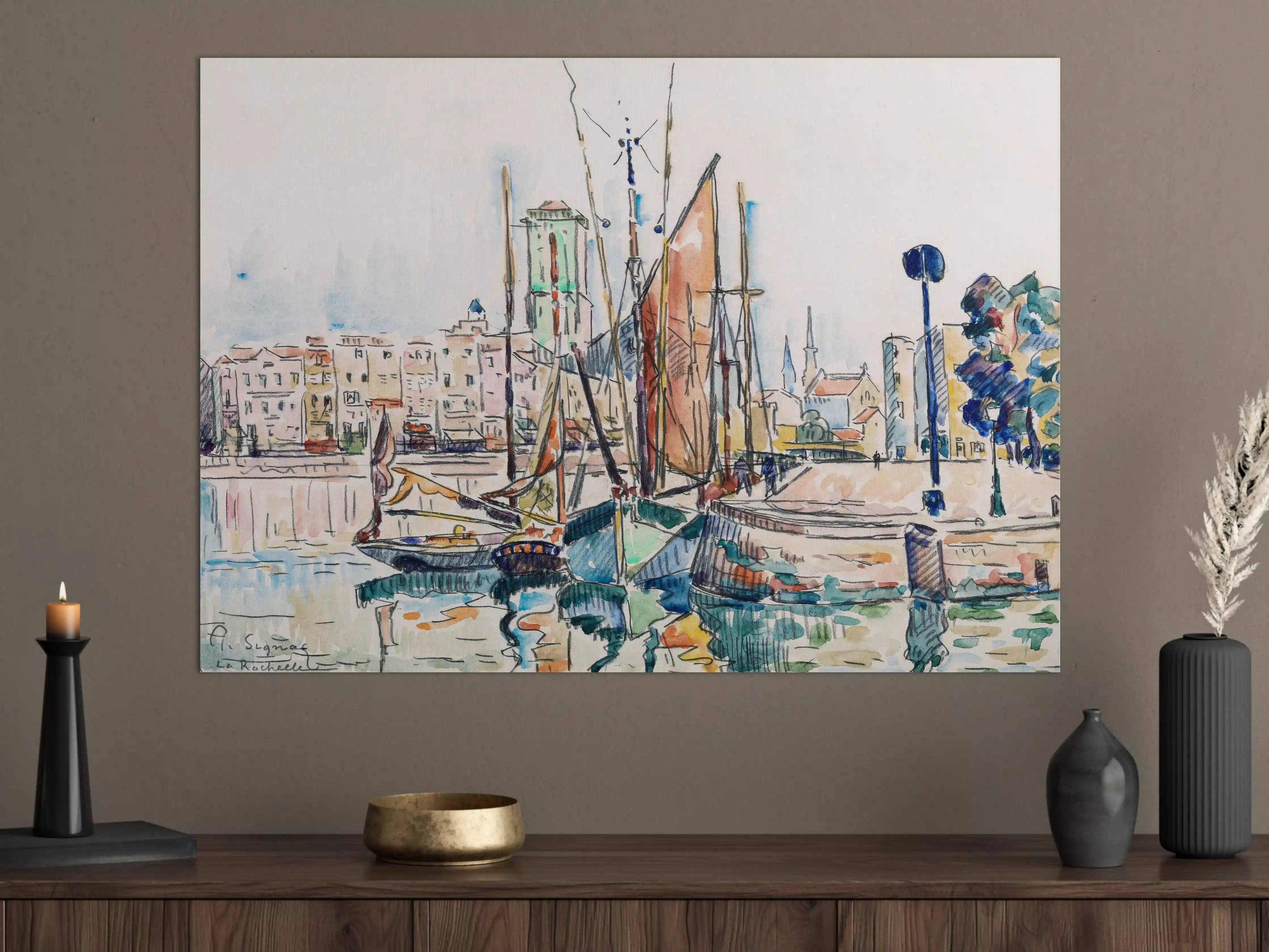 Große Wandbilder - Wasserfarben Malerei eines Hafenstegs