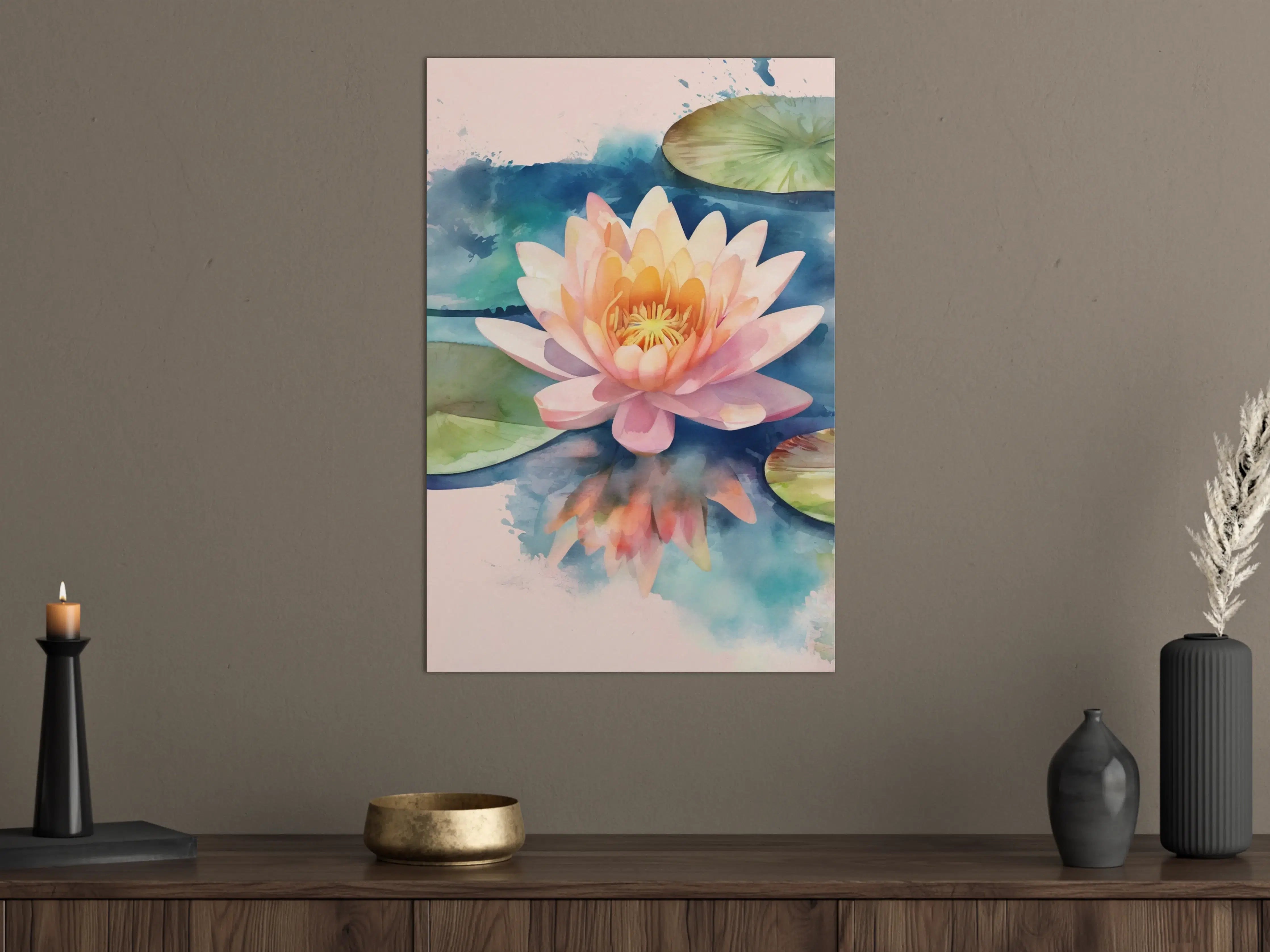 Große Wandbilder - Wasserlilien im Wasser in sanften Pastelltönen