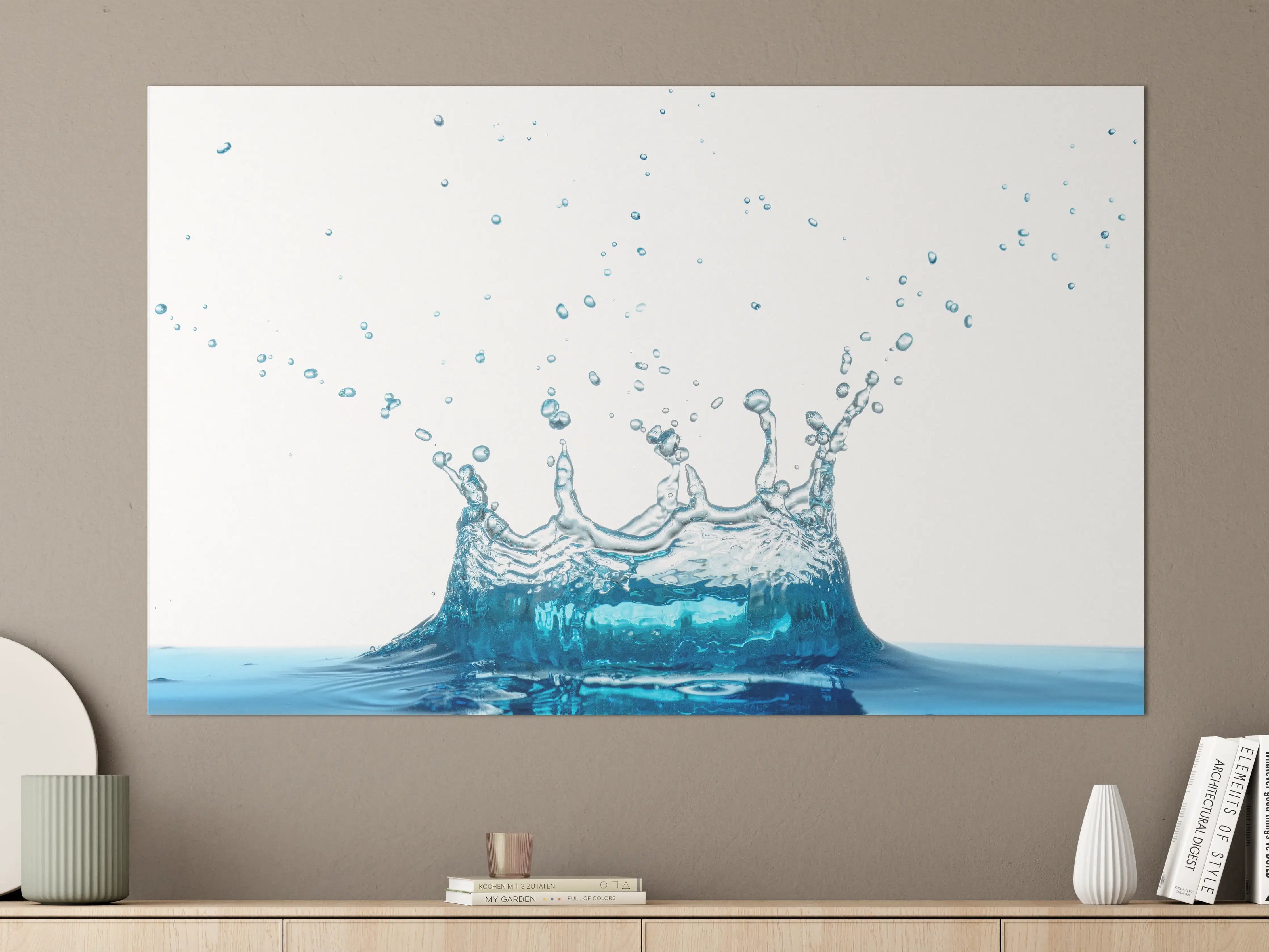 Große Wandbilder - Wassersplash in Blau und Weiß