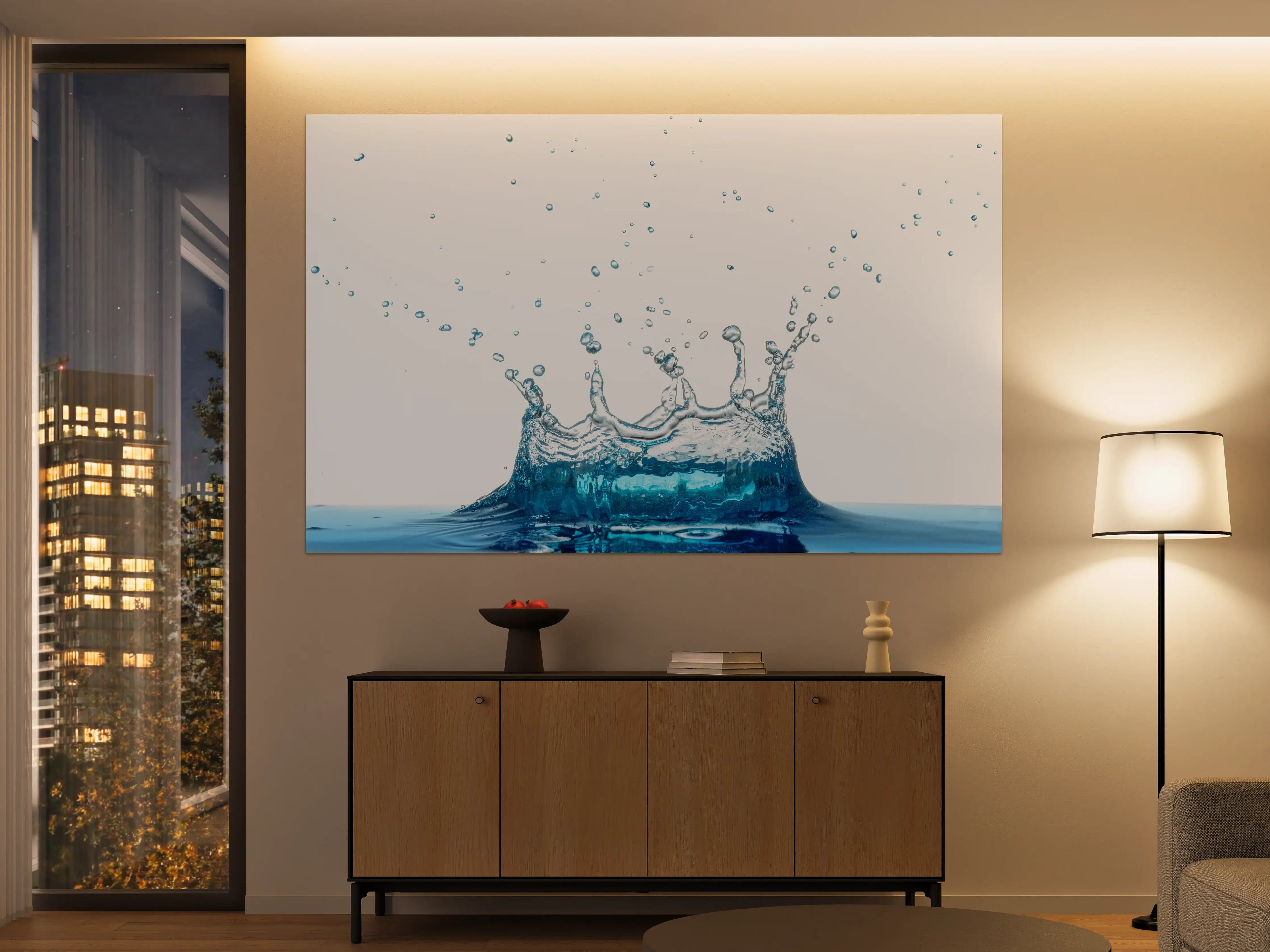 Große Wandbilder - Wassersplash in Blau und Weiß