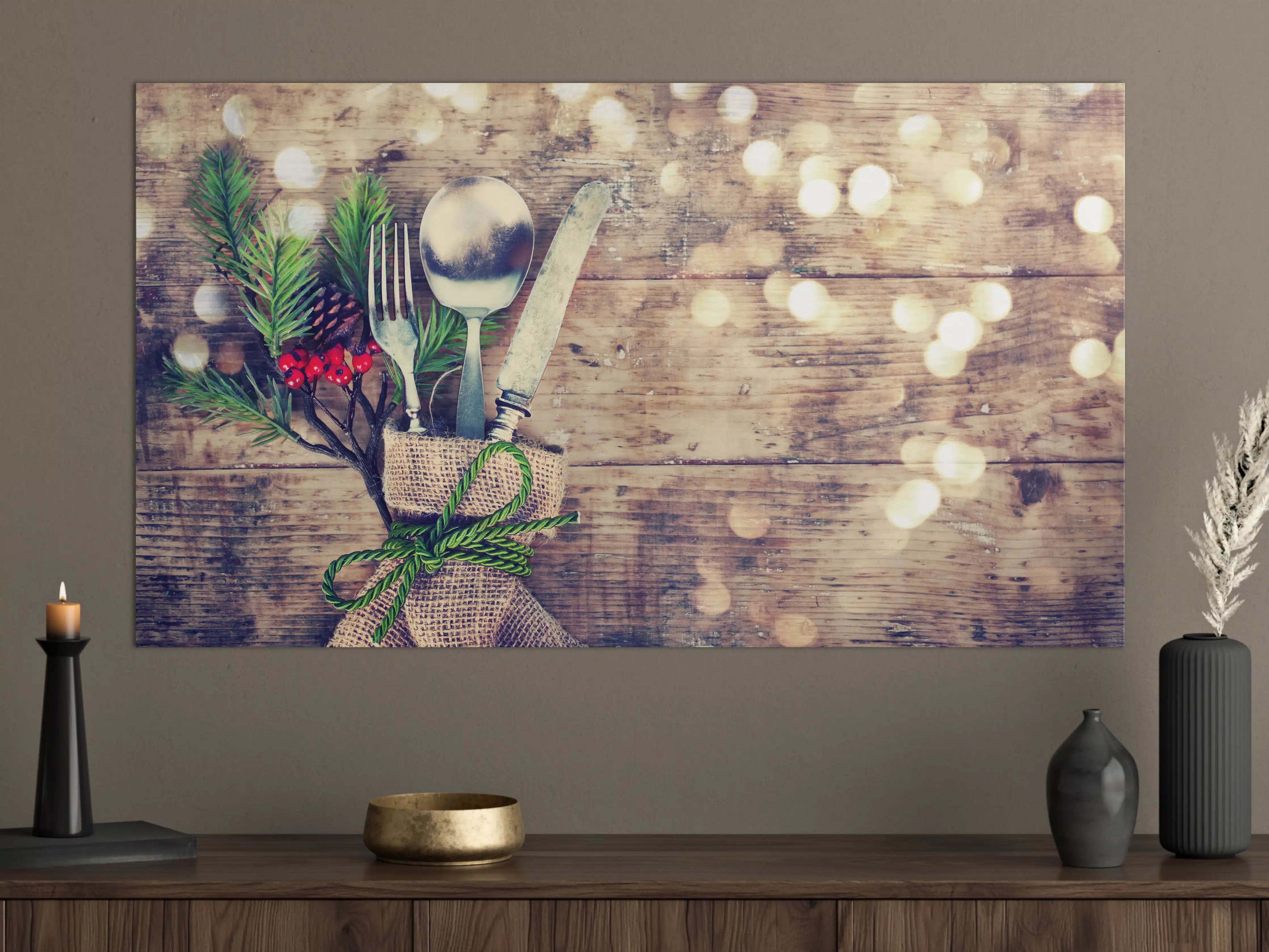Große Wandbilder - Weihnachtlich angerichtetes Besteck