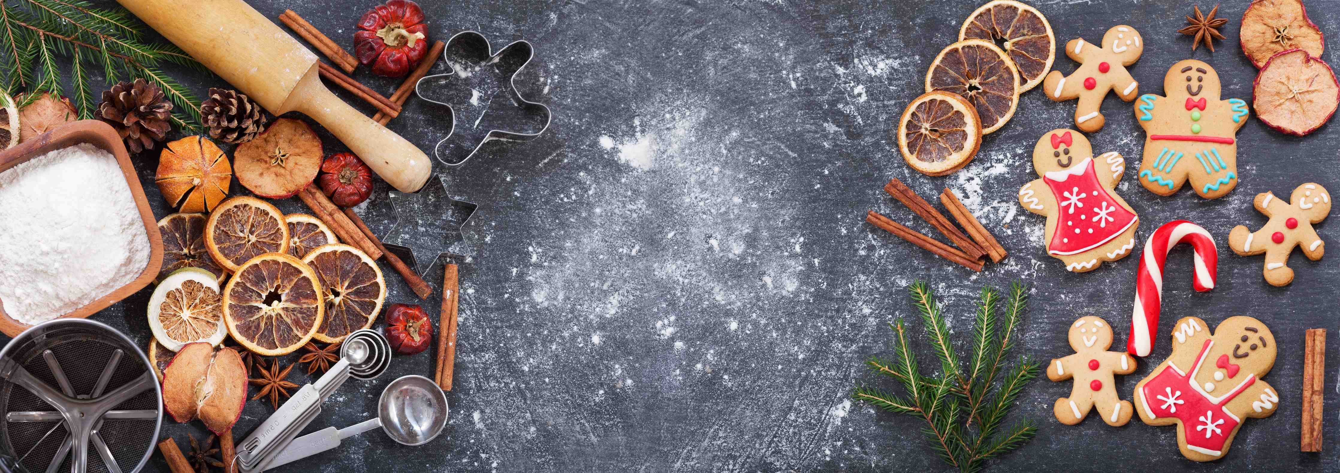 Große Wandbilder-Weihnachtsbäckerei mit Graunuancen