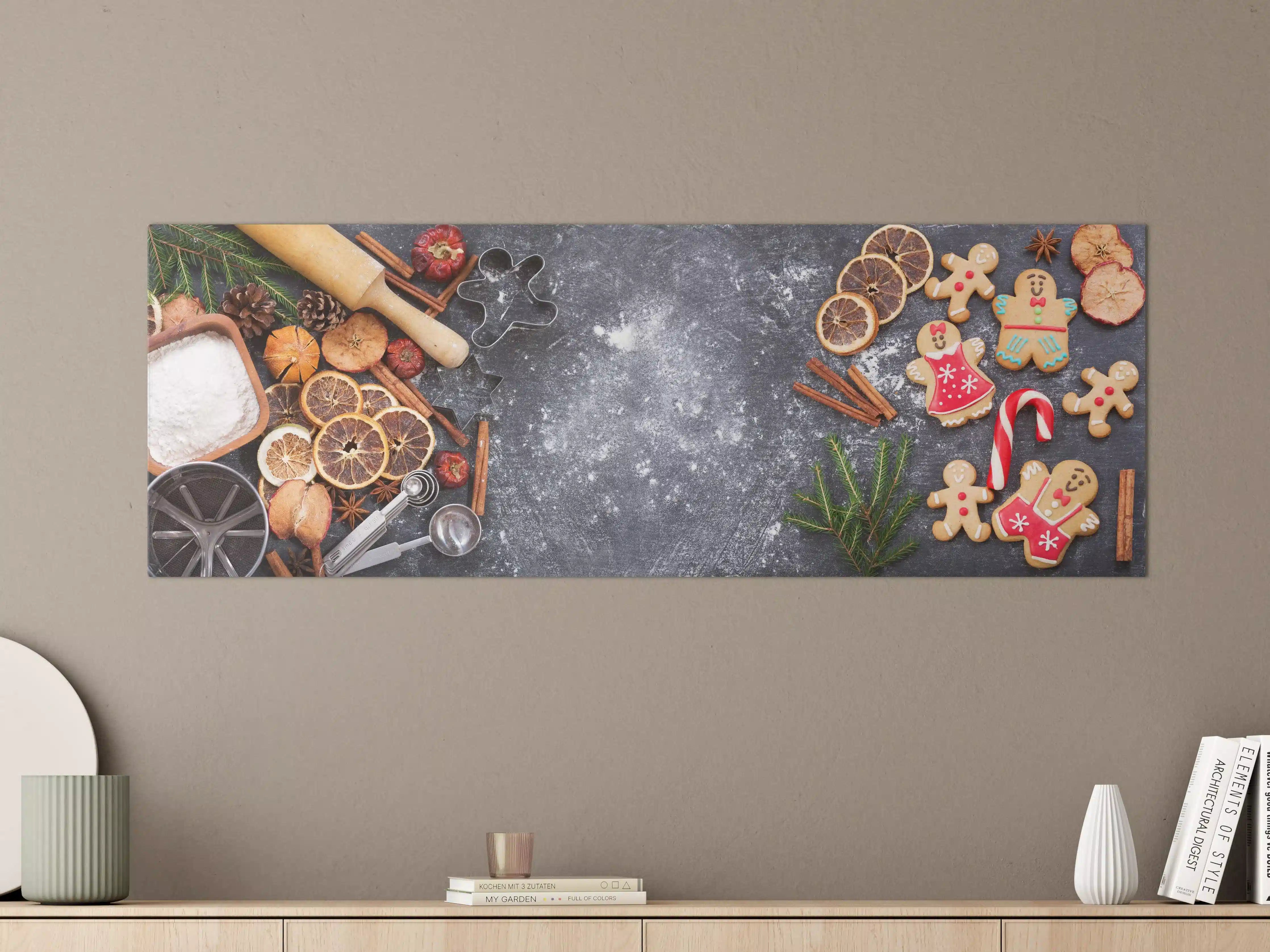 Große Wandbilder - Weihnachtsbäckerei mit Graunuancen