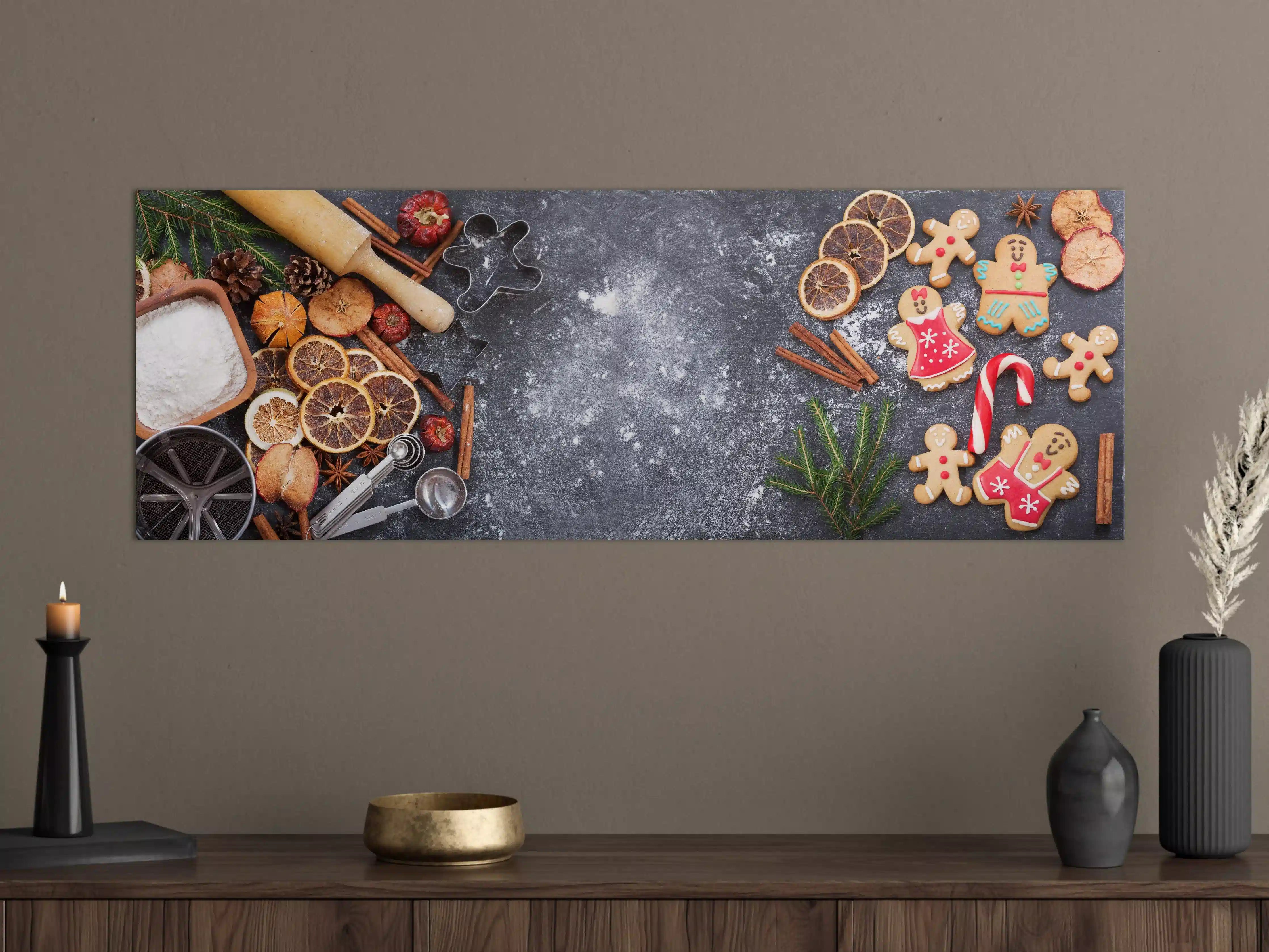 Große Wandbilder - Weihnachtsbäckerei mit Graunuancen