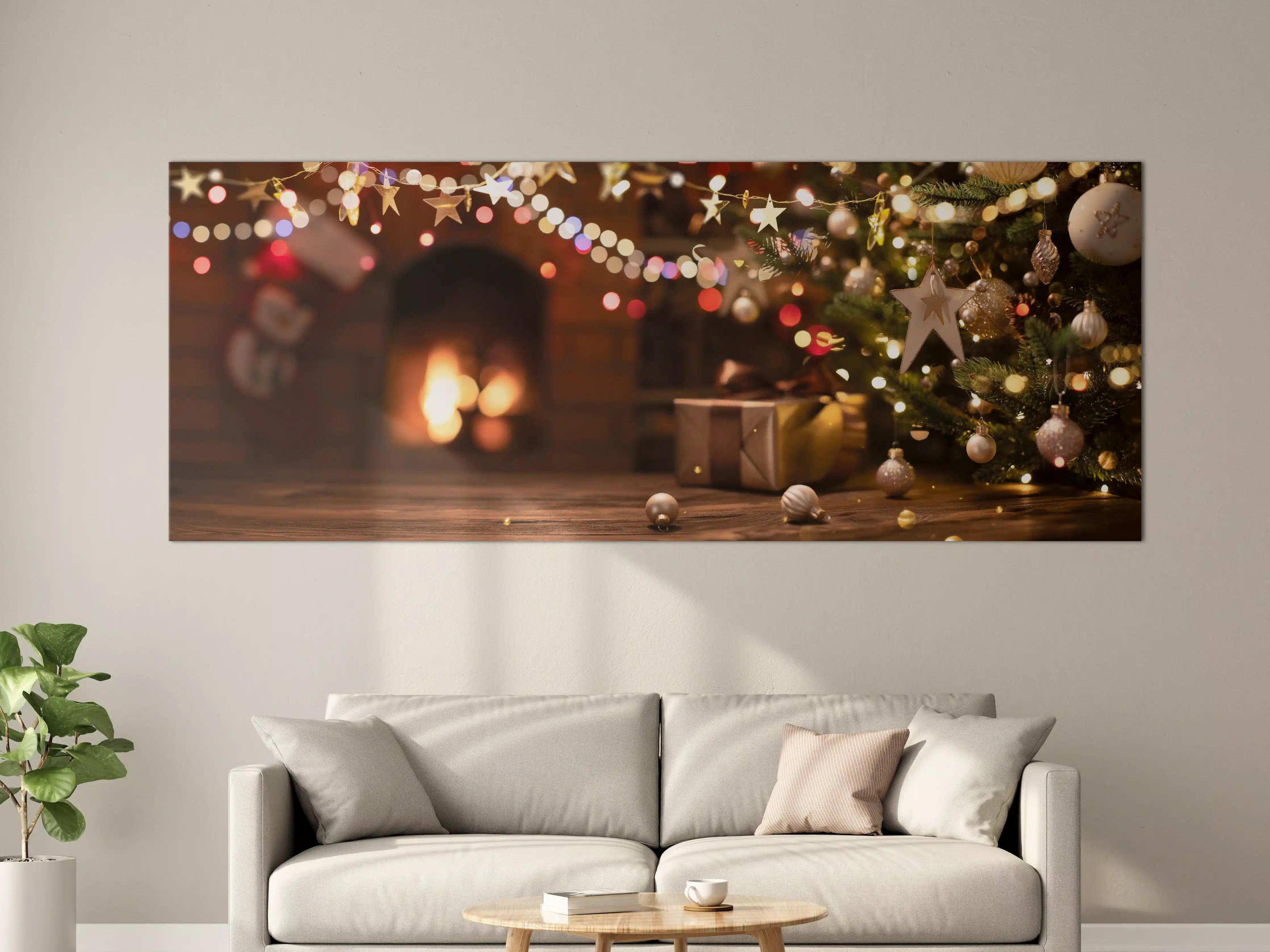 Große Wandbilder - Weihnachtsbaum mit Sterndeko