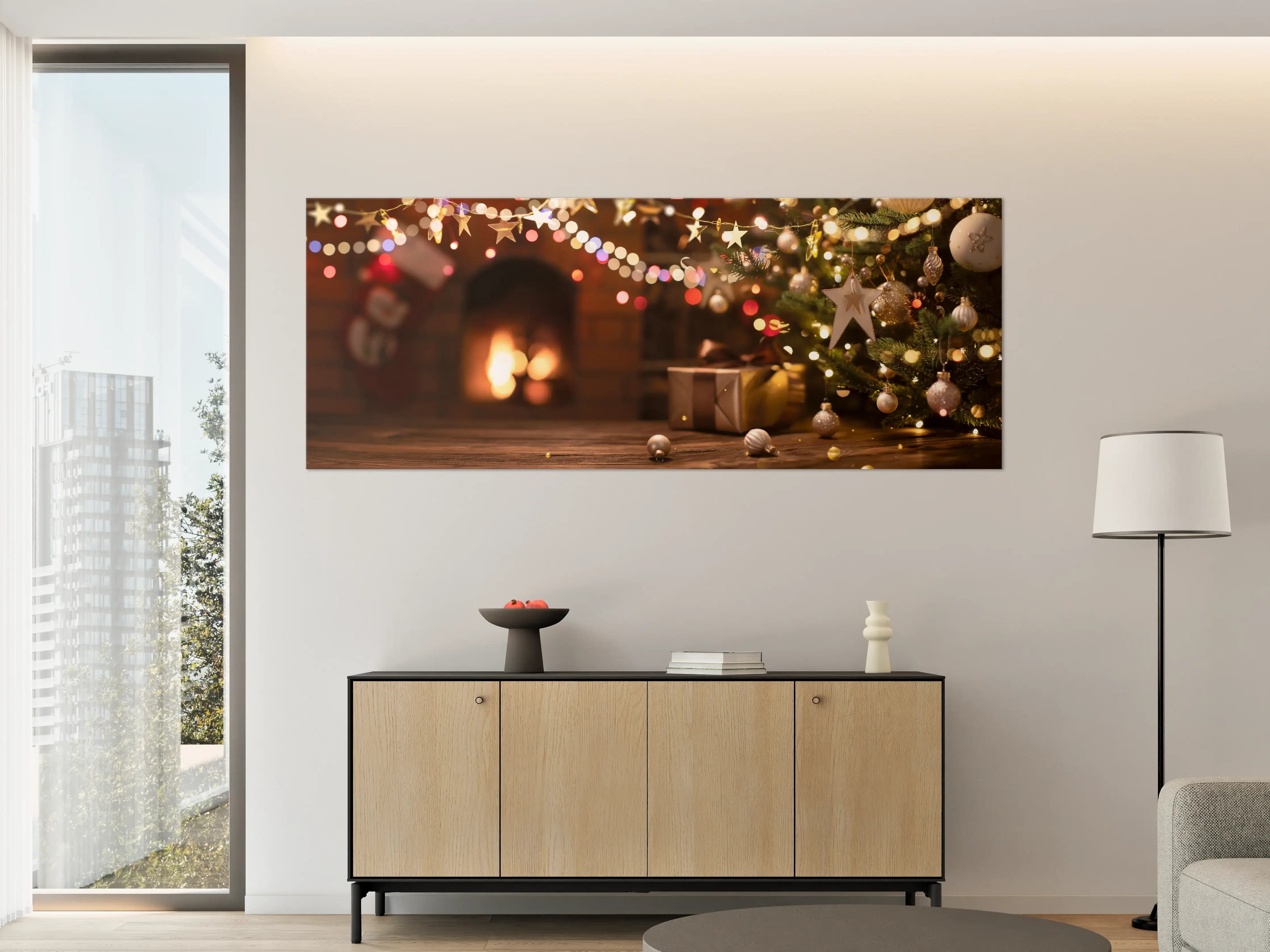Große Wandbilder - Weihnachtsbaum mit Sterndeko