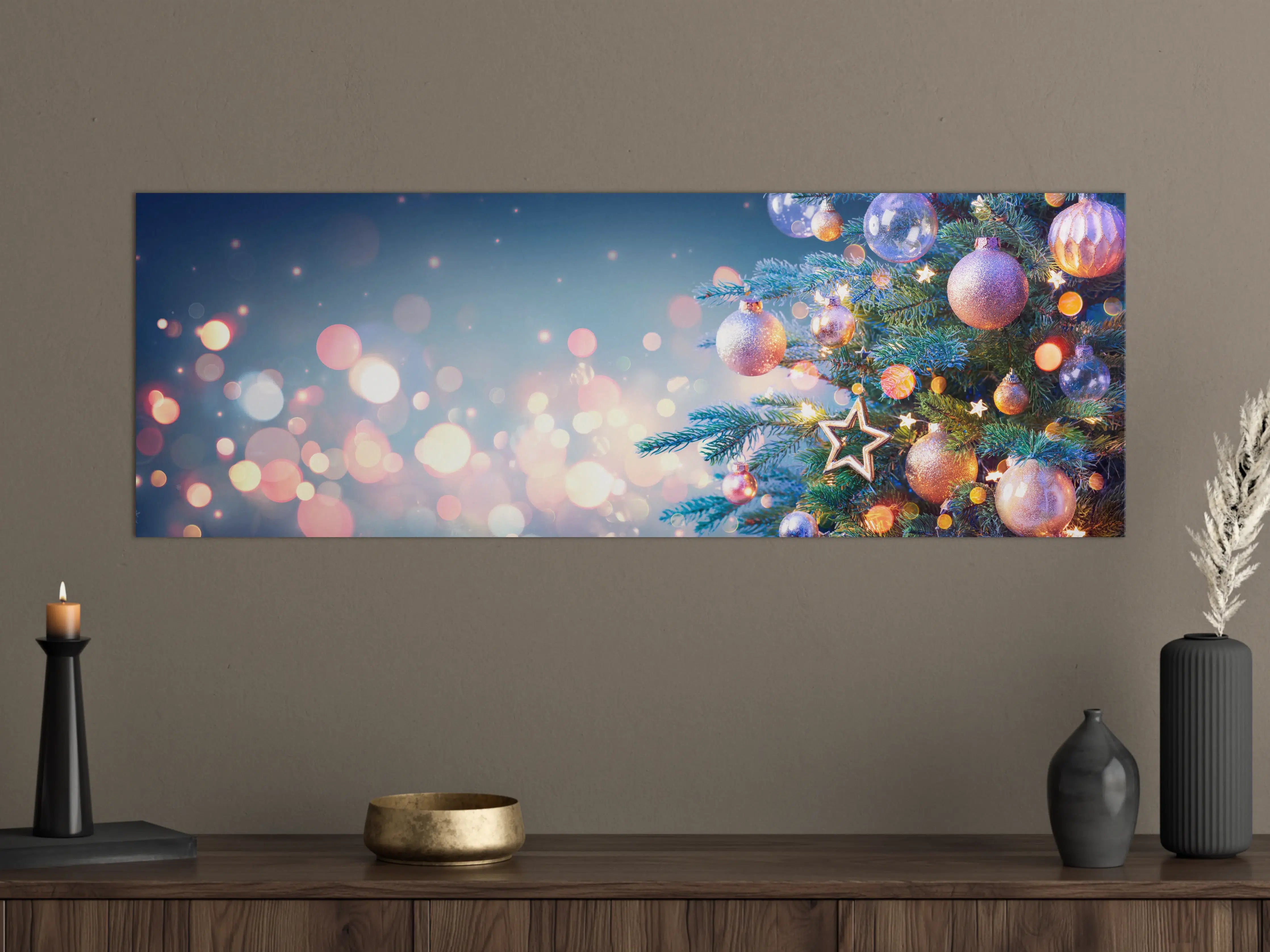 Große Wandbilder - Weihnachtsbaum mit bunten Kugeln