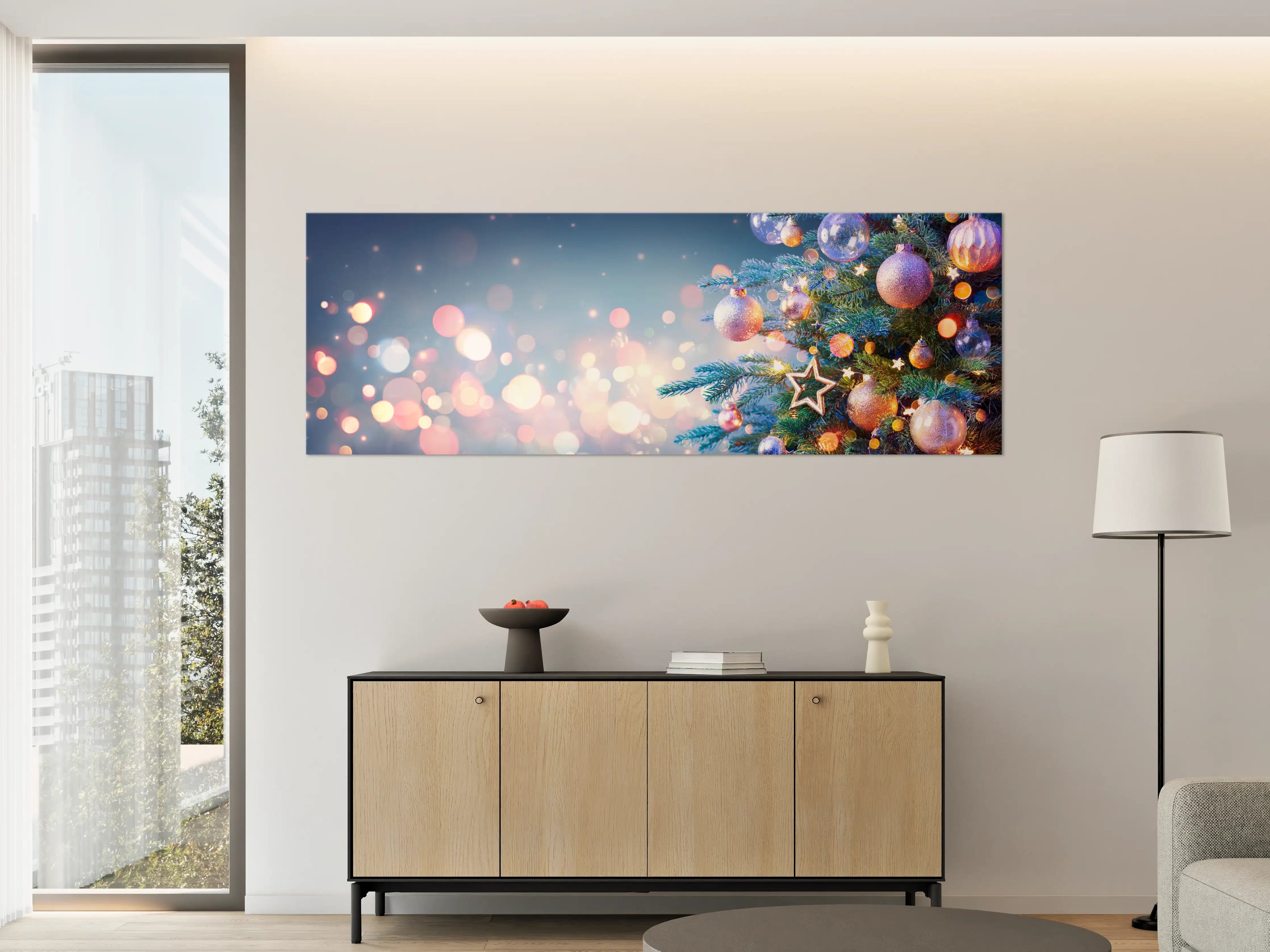 Große Wandbilder - Weihnachtsbaum mit bunten Kugeln