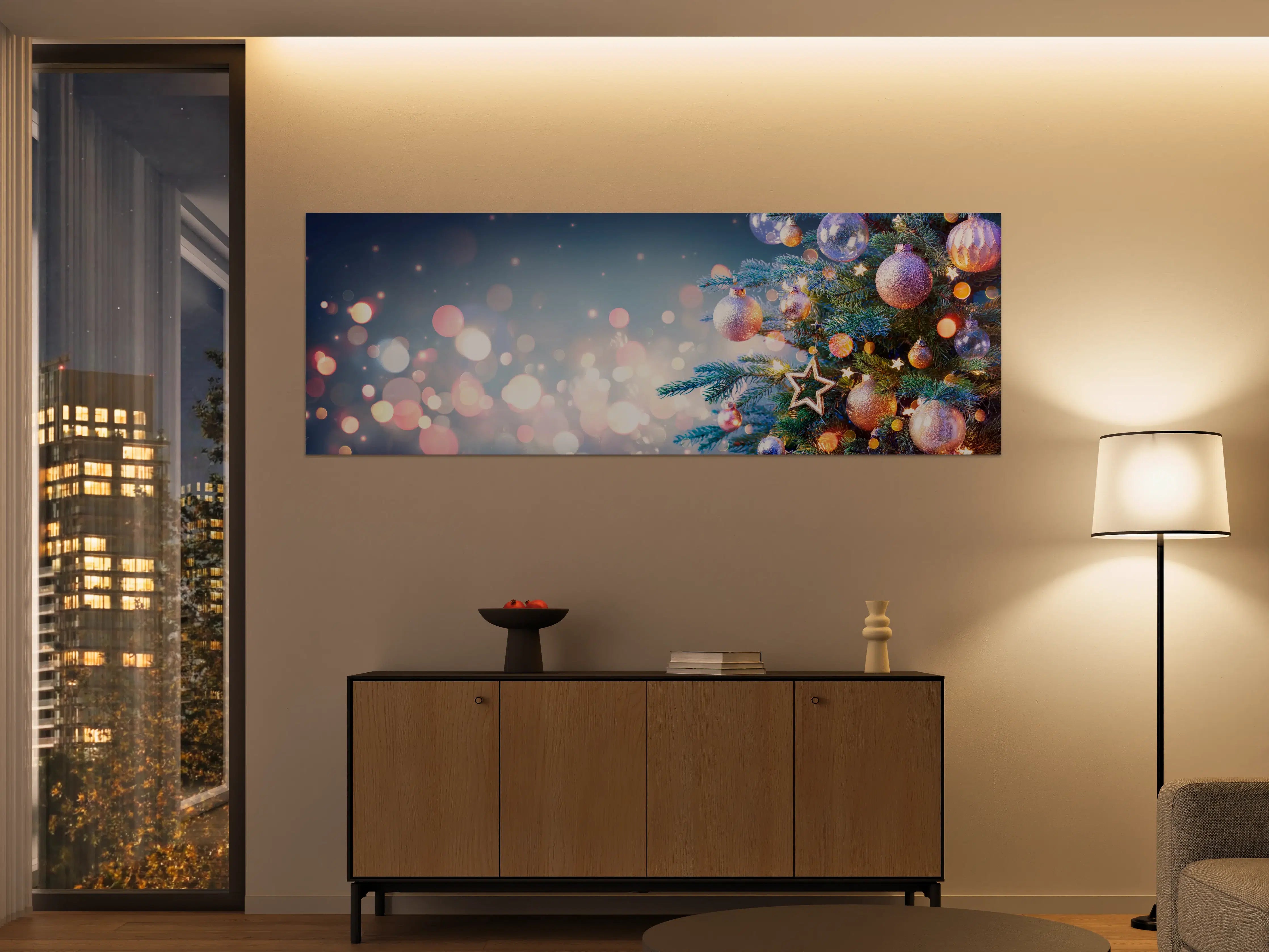 Große Wandbilder - Weihnachtsbaum mit bunten Kugeln