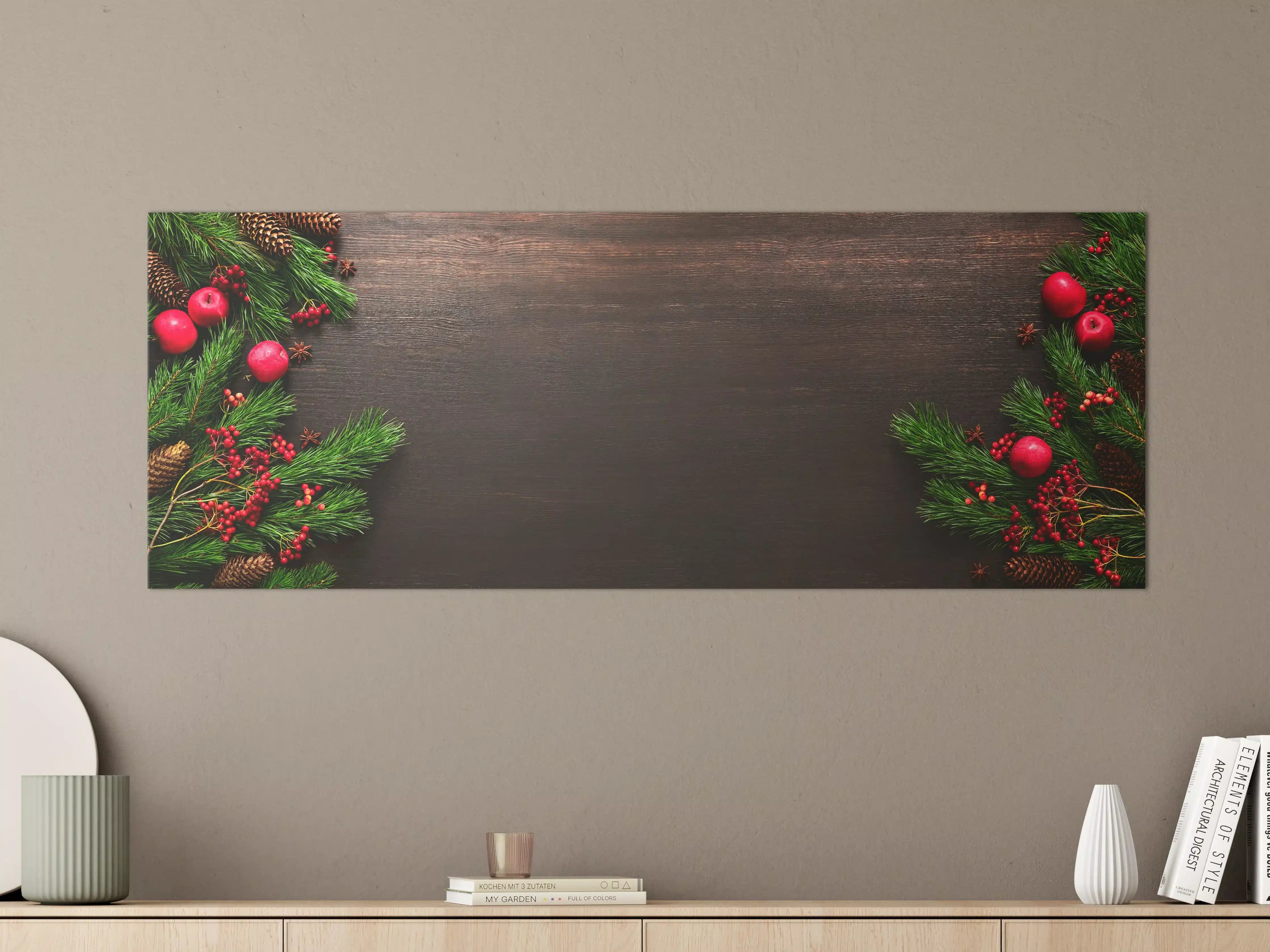 Große Wandbilder - Weihnachtsgruß Banner Dunkelrot