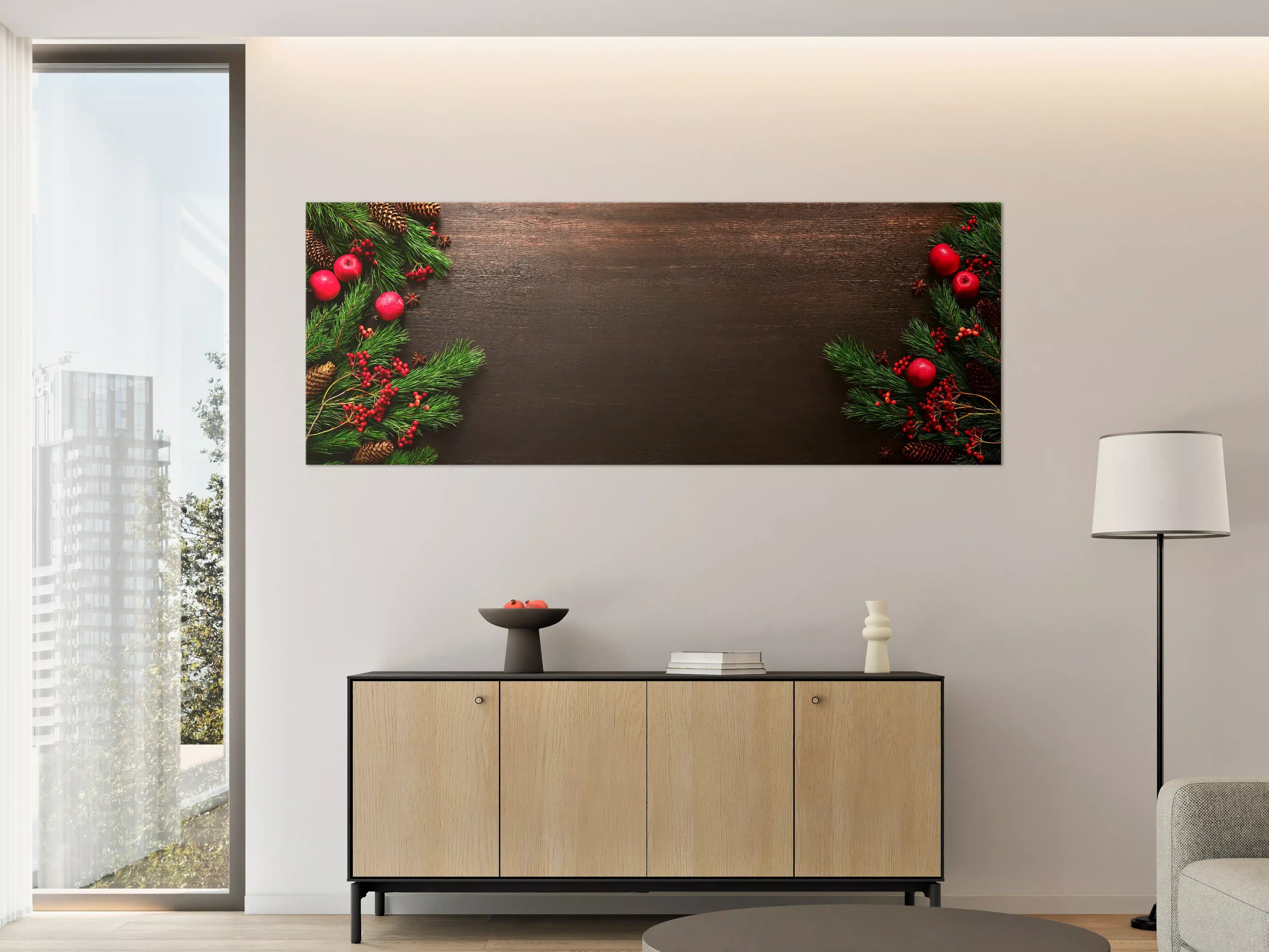 Große Wandbilder - Weihnachtsgruß Banner Dunkelrot