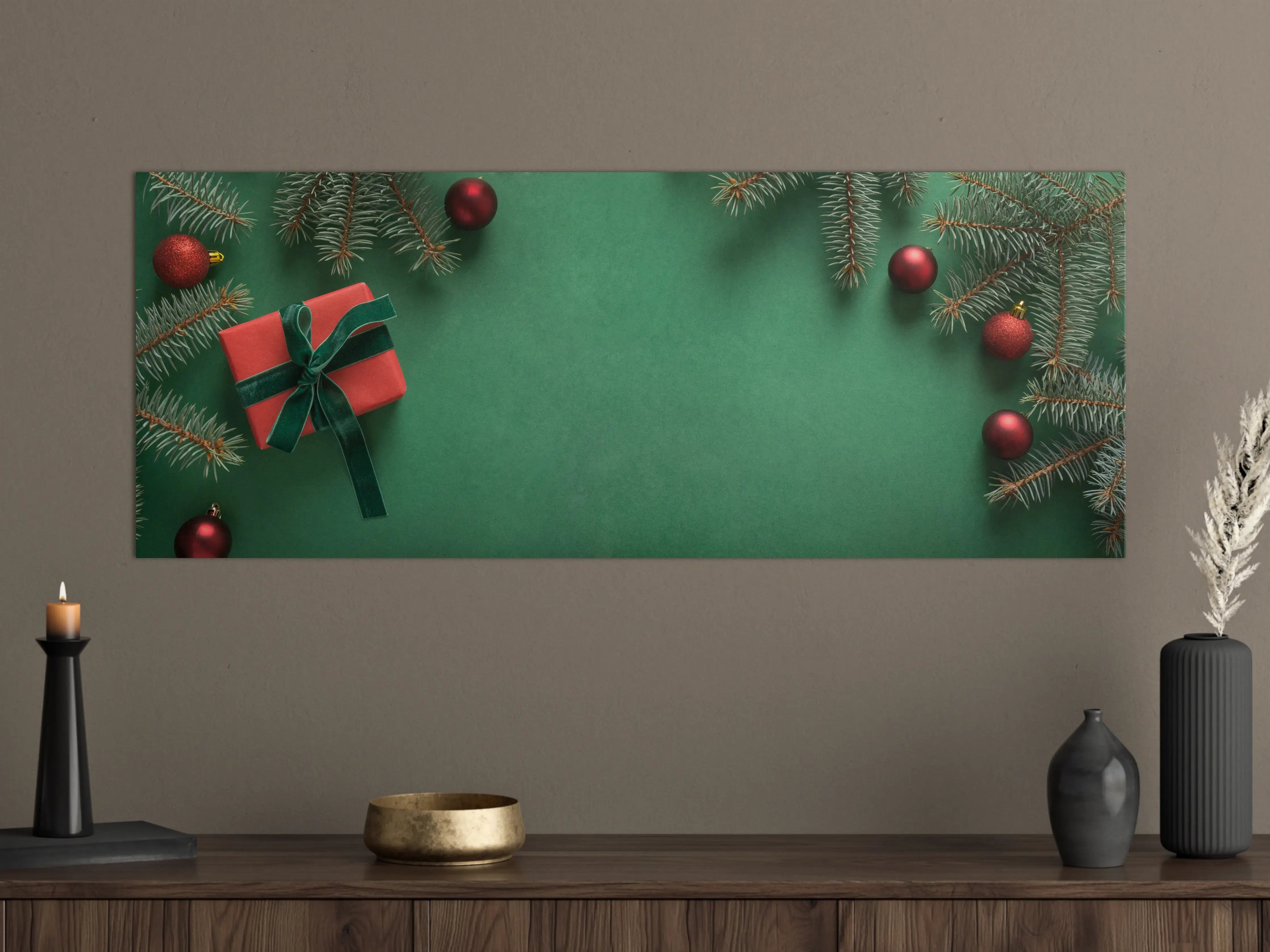 Große Wandbilder - Weihnachtsrahmen auf grünem Hintergrund