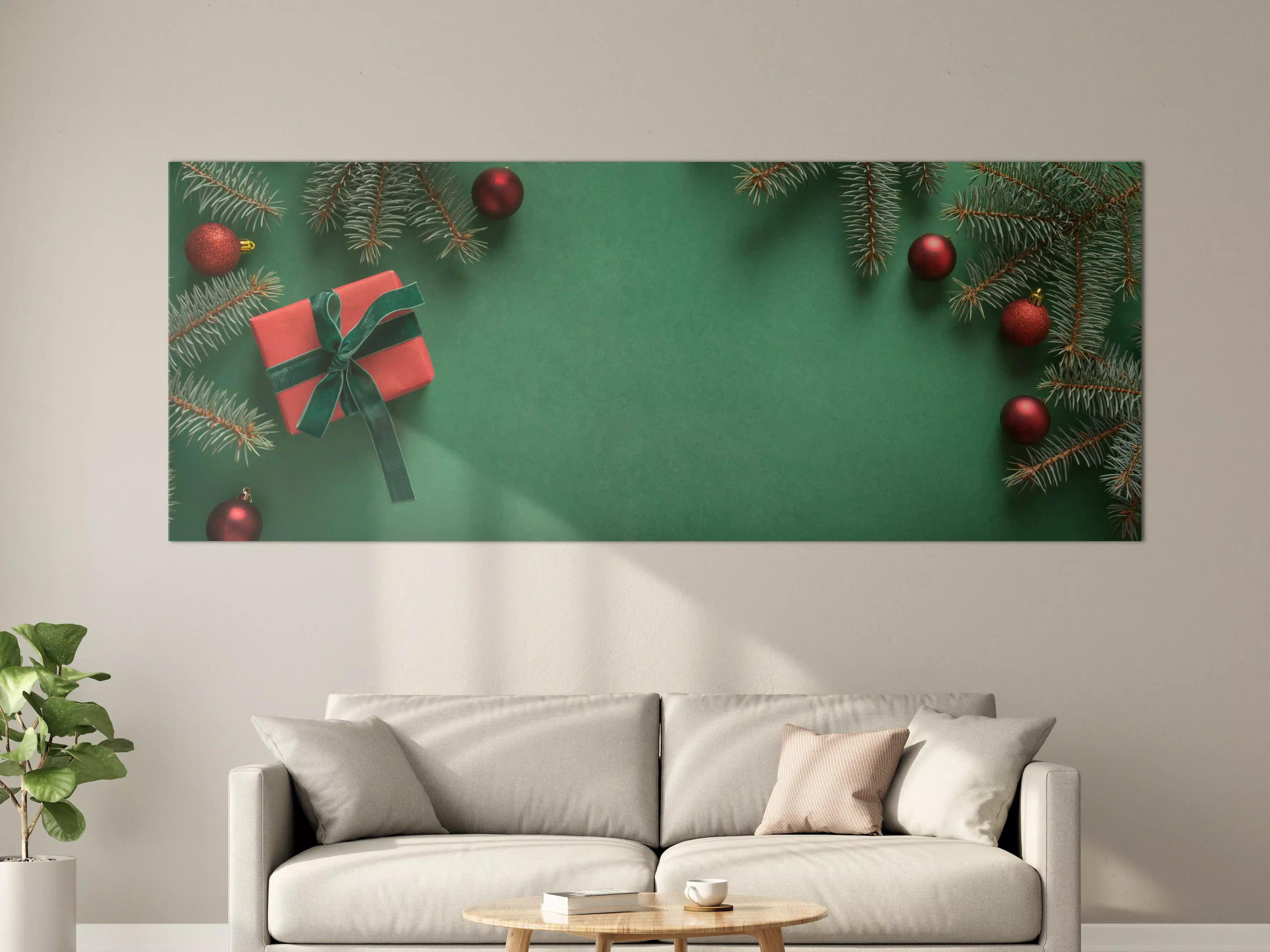 Große Wandbilder - Weihnachtsrahmen auf grünem Hintergrund