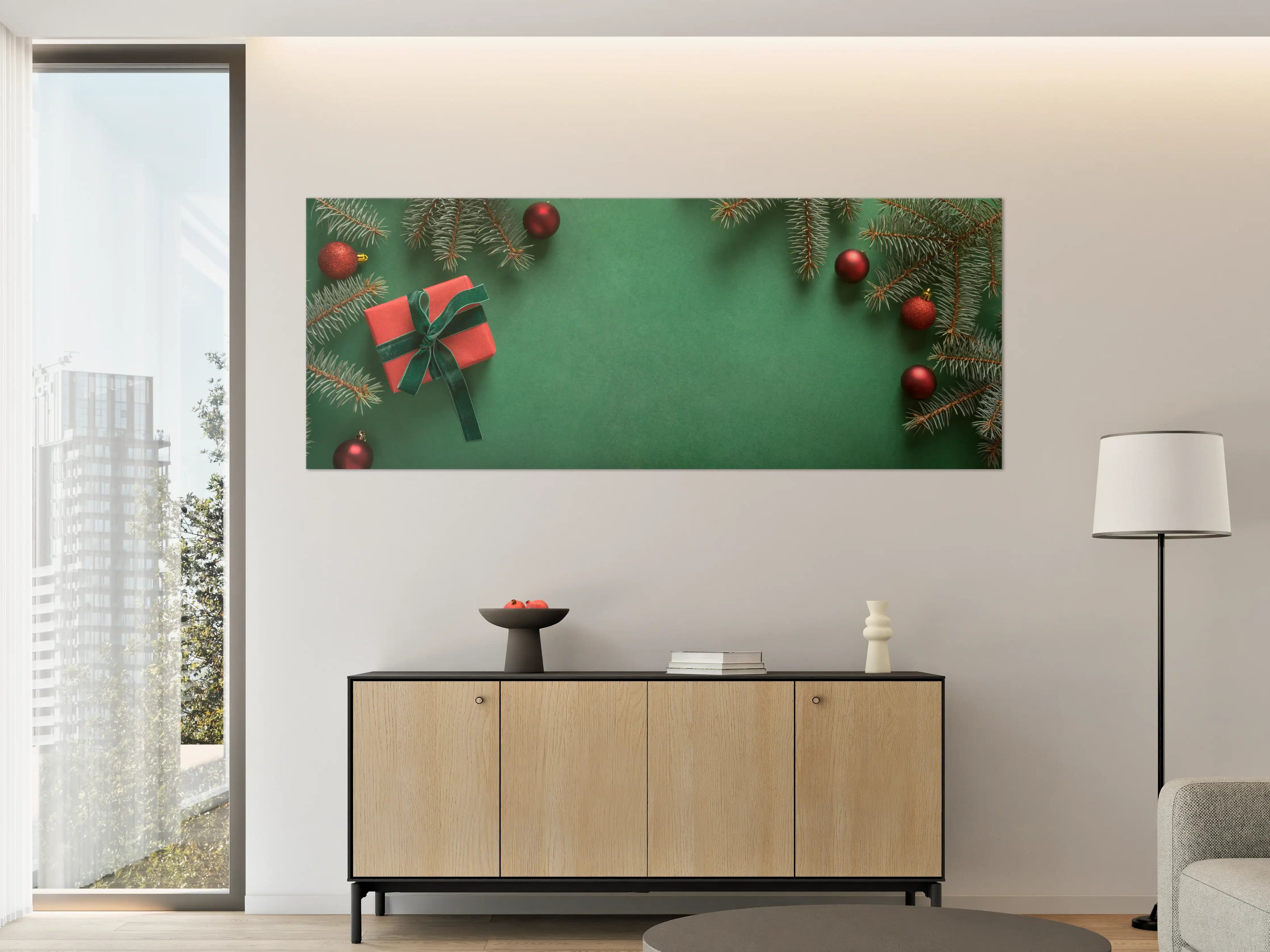 Große Wandbilder - Weihnachtsrahmen auf grünem Hintergrund