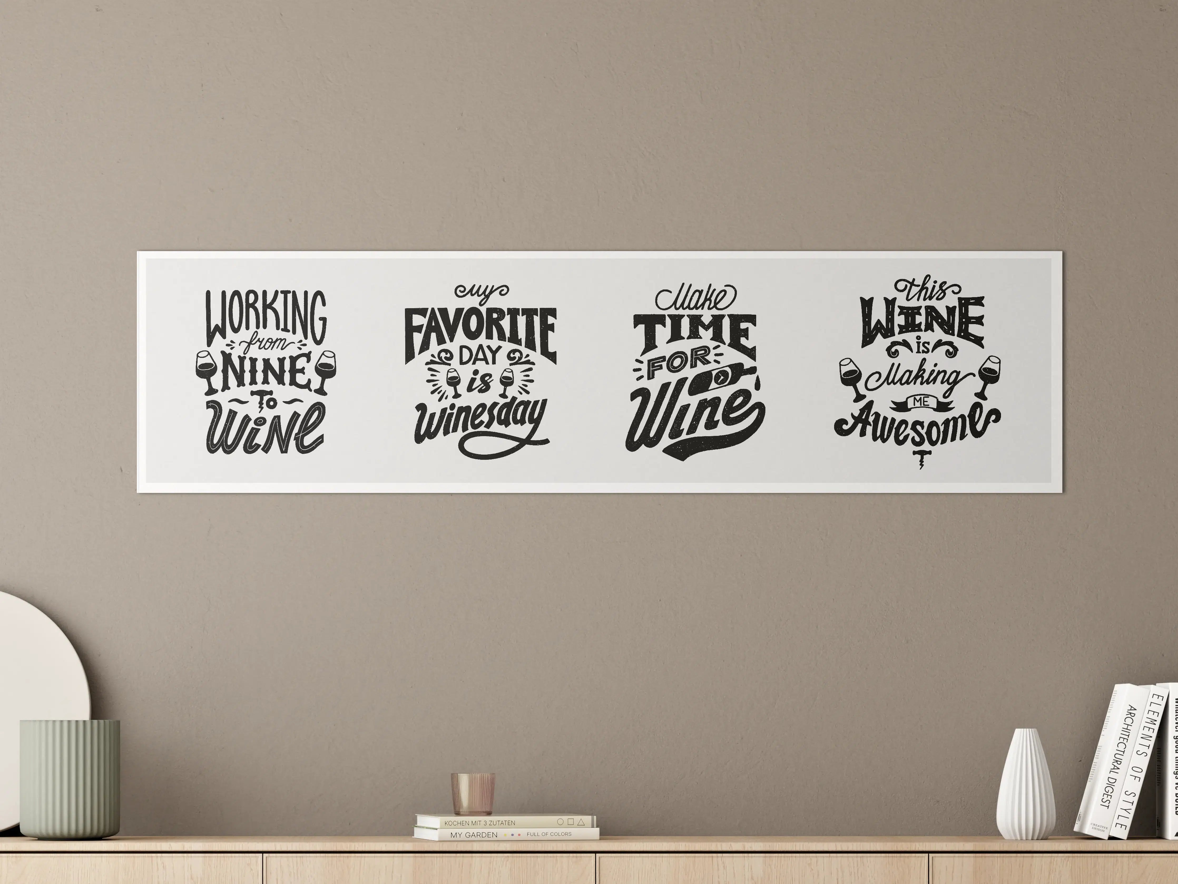 Große Wandbilder - Wein Spruch Wanddekor Set