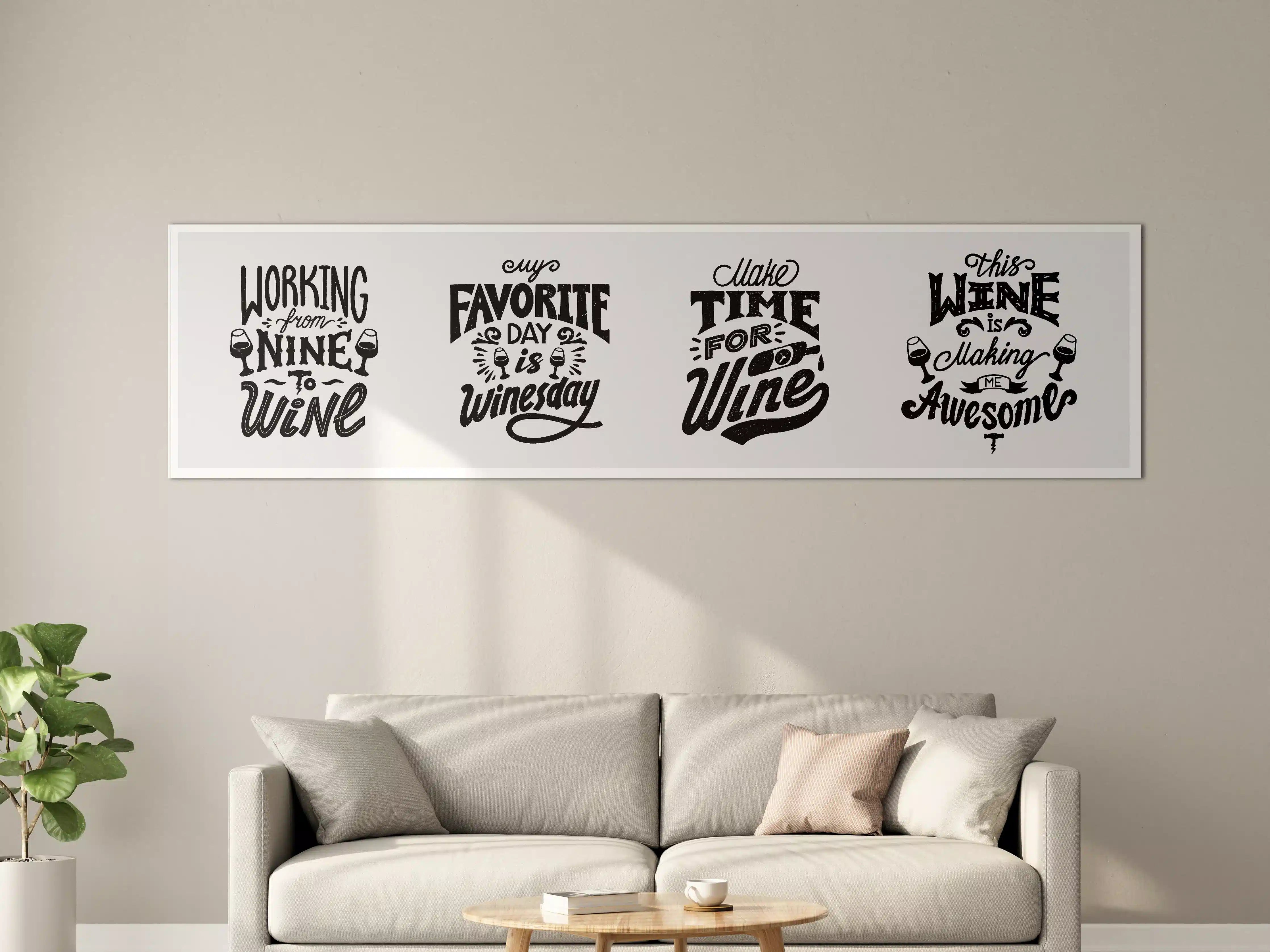 Große Wandbilder - Wein Spruch Wanddekor Set