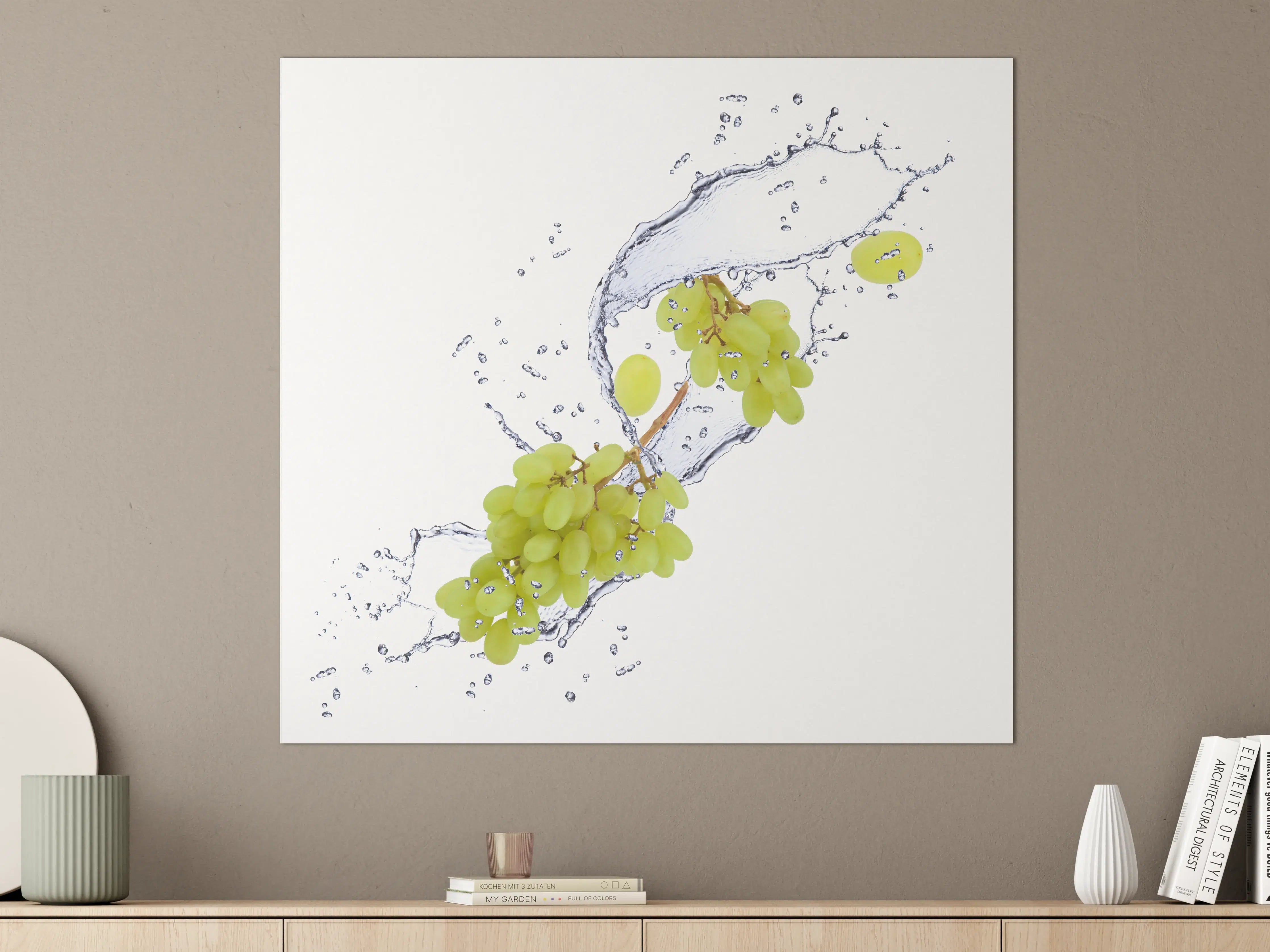 Große Wandbilder - Weintraube im Wasserspritzer