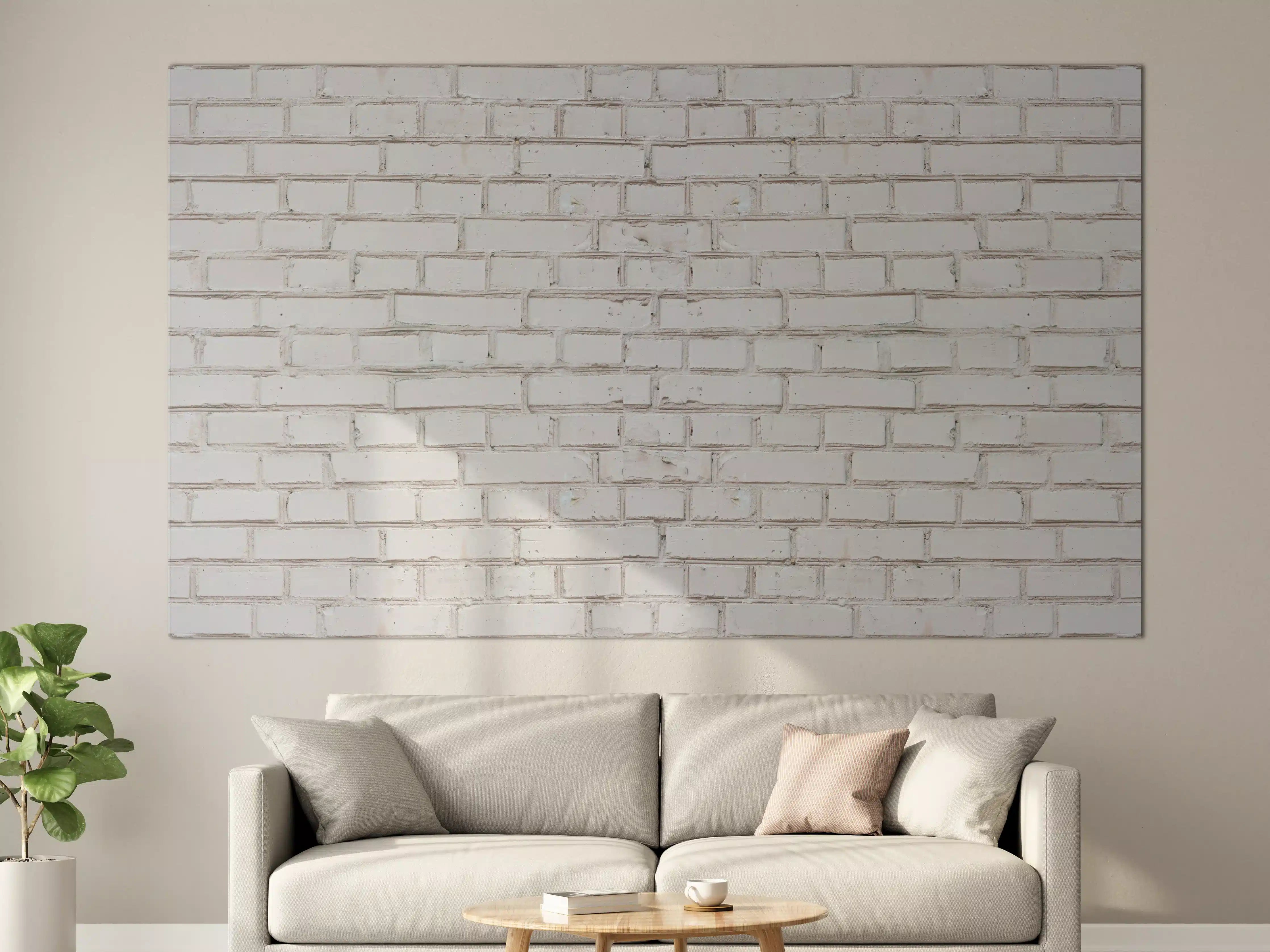 Große Wandbilder - Weiß-Beige Ziegelsteinmauer