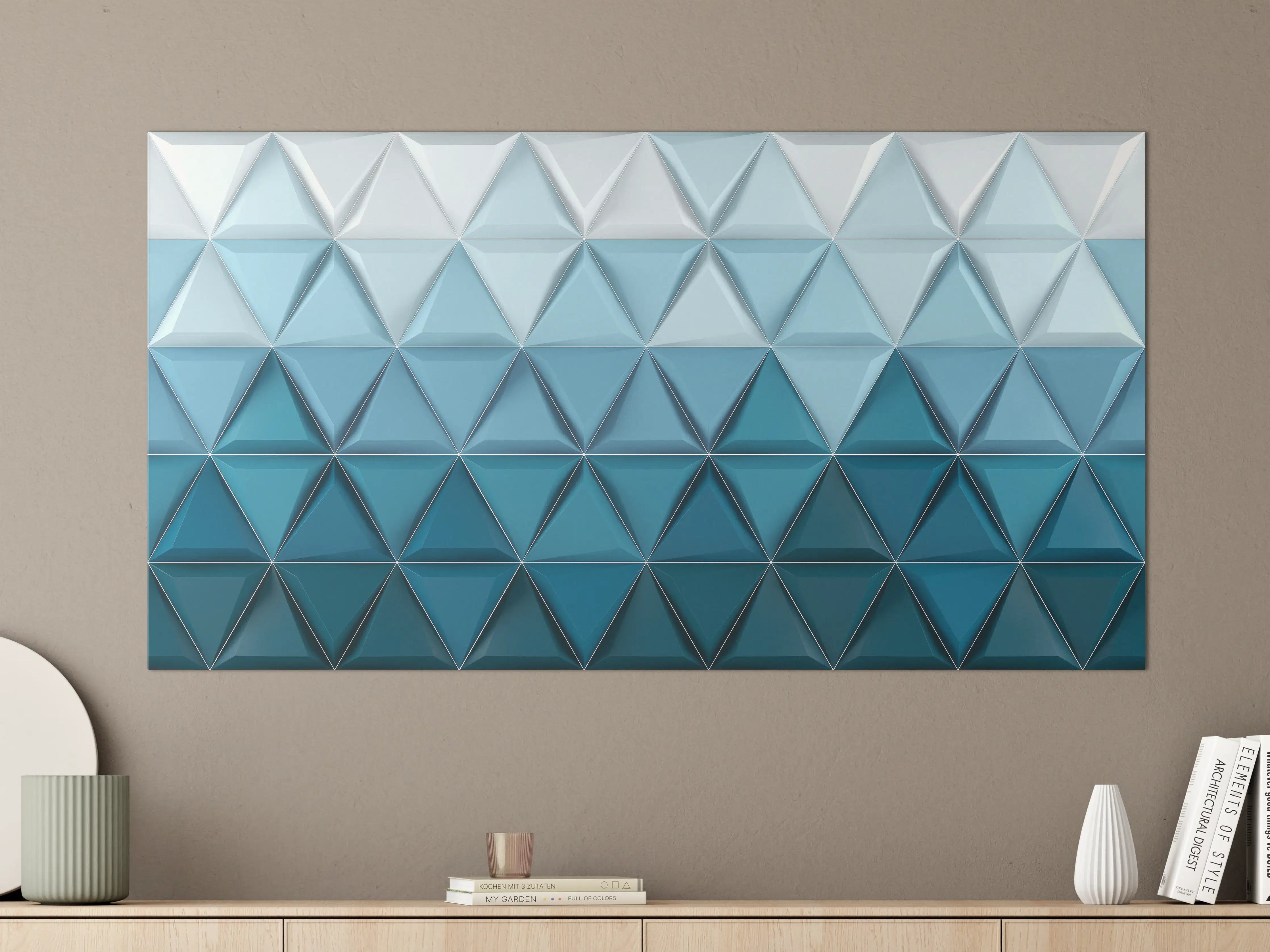 Große Wandbilder - Weiß-Blaue Geometrische Textur