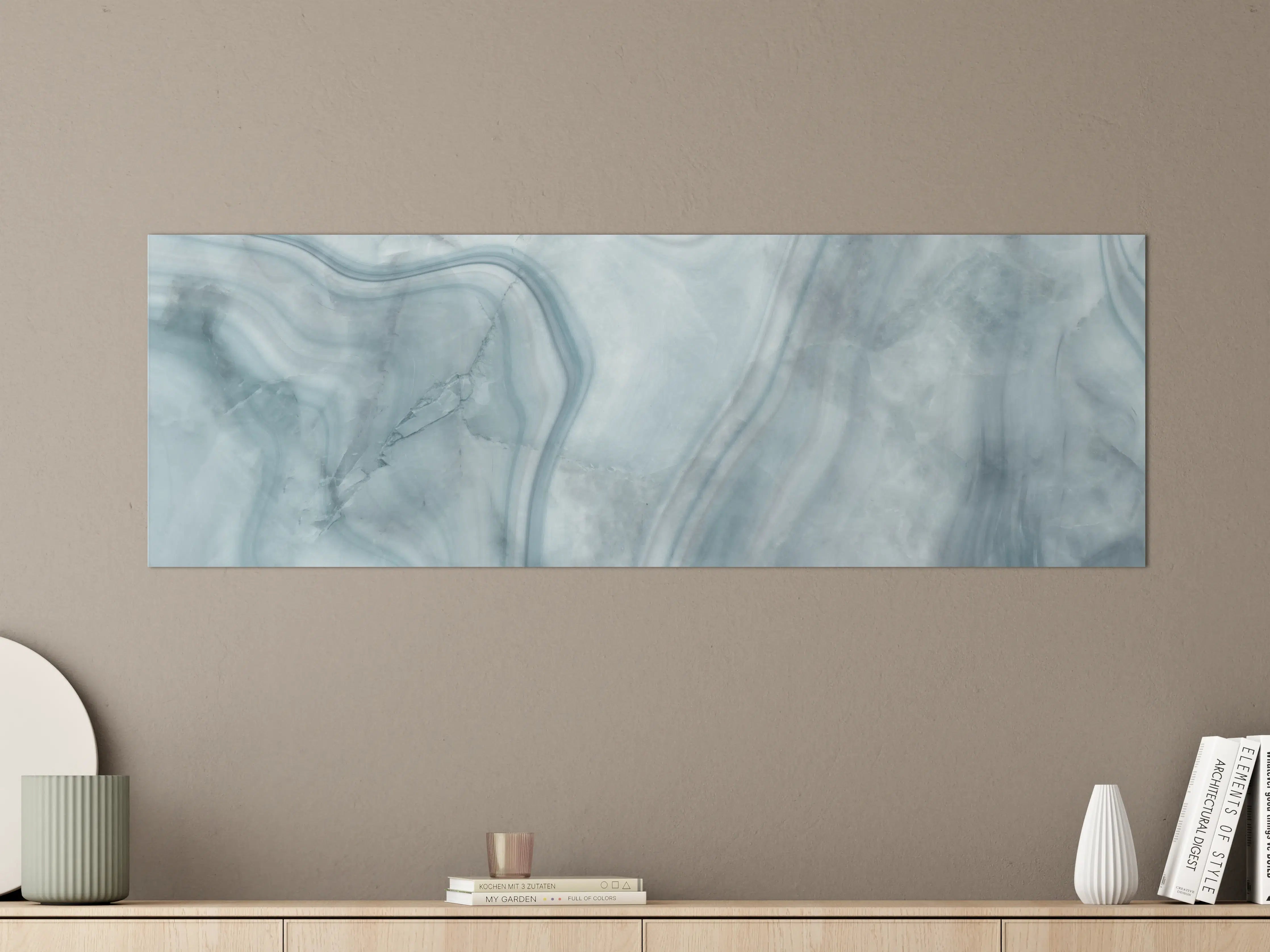 Große Wandbilder - Weiß-Grau-Blauer Marmor