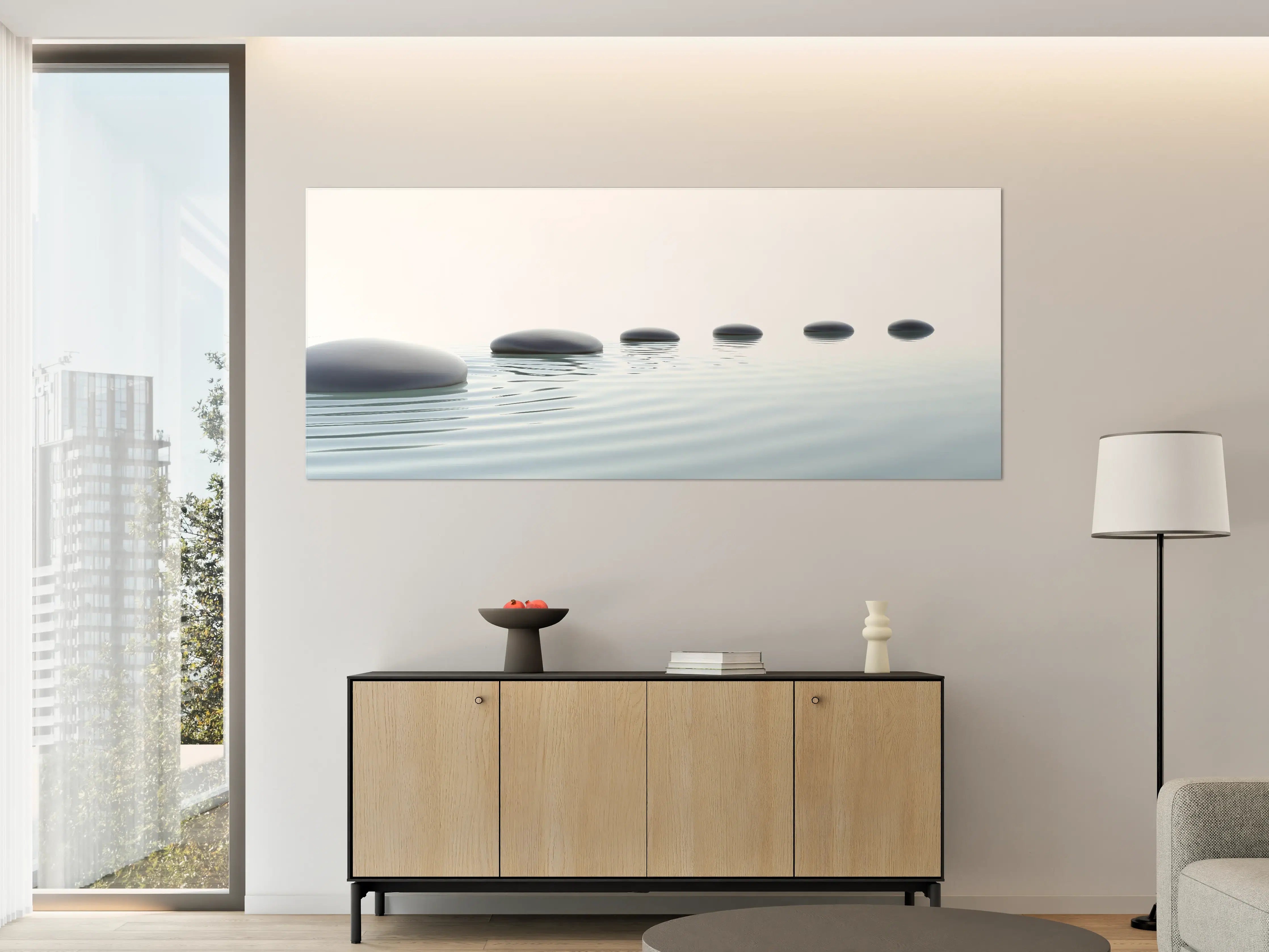 Große Wandbilder - Weiß-Grau Wassersteine