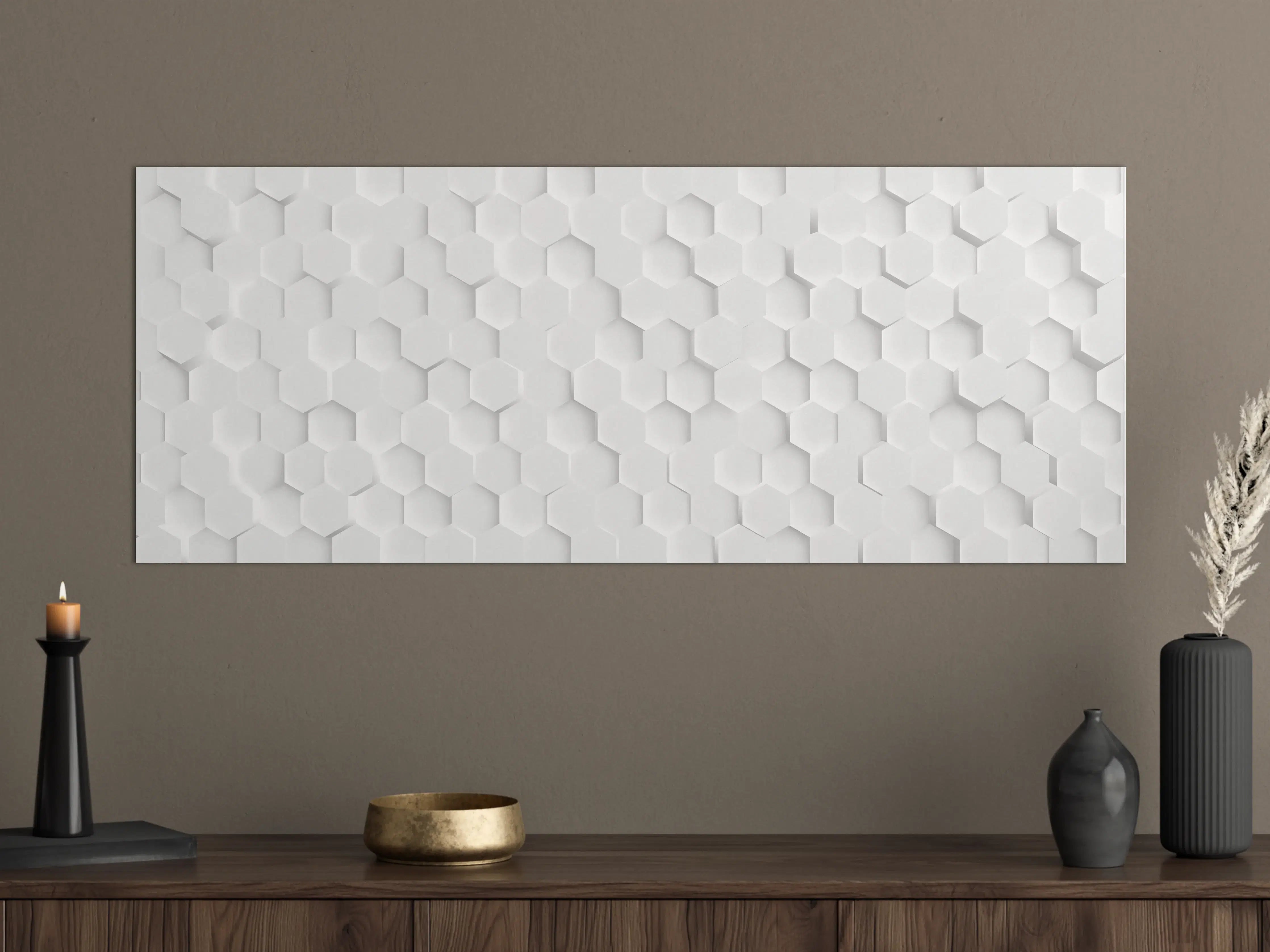 Große Wandbilder - Weiß Hexagon Muster