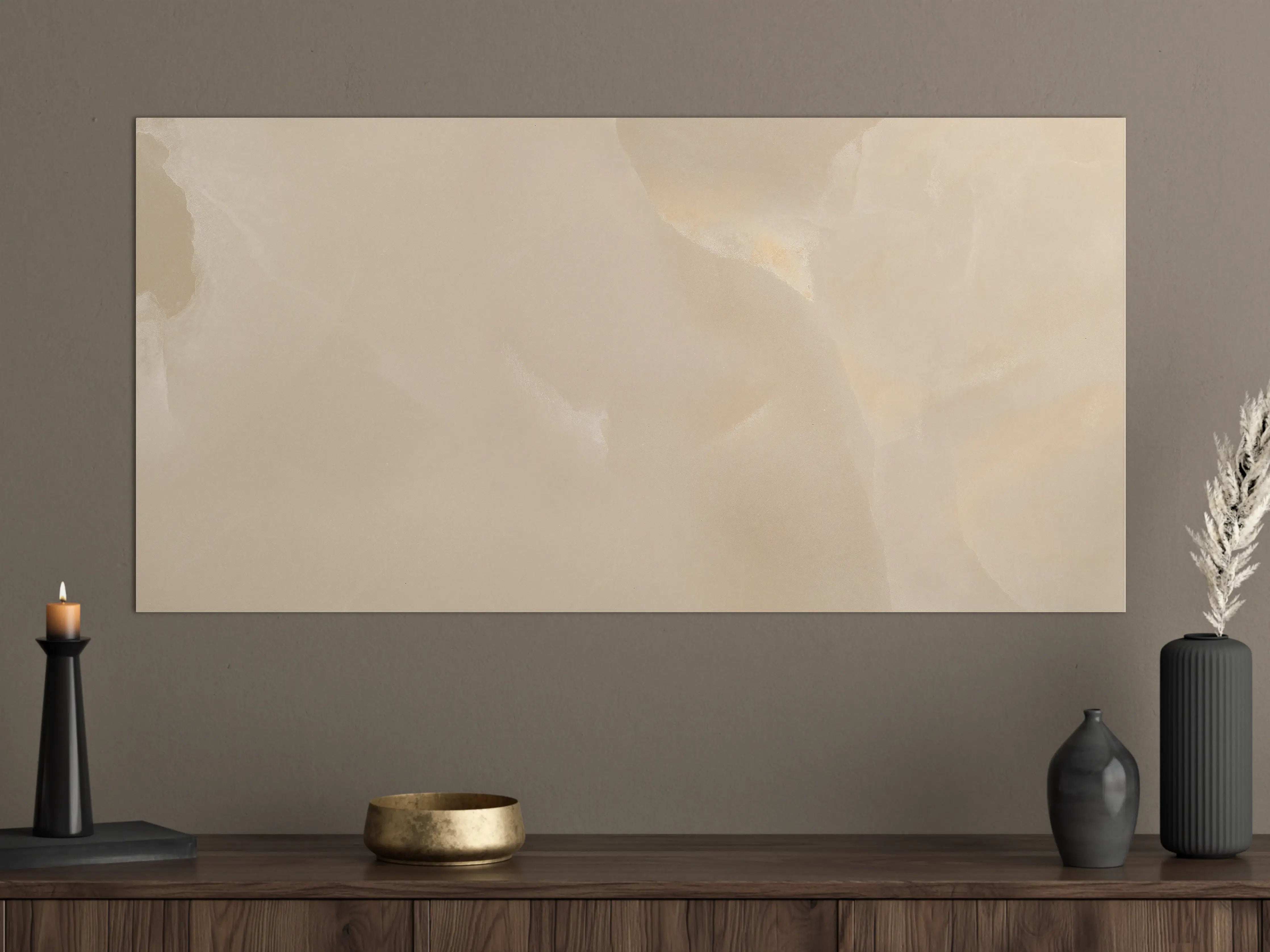 Große Wandbilder - Weiß-cremefarbige Marmor-Textur mit eleganter Musterung