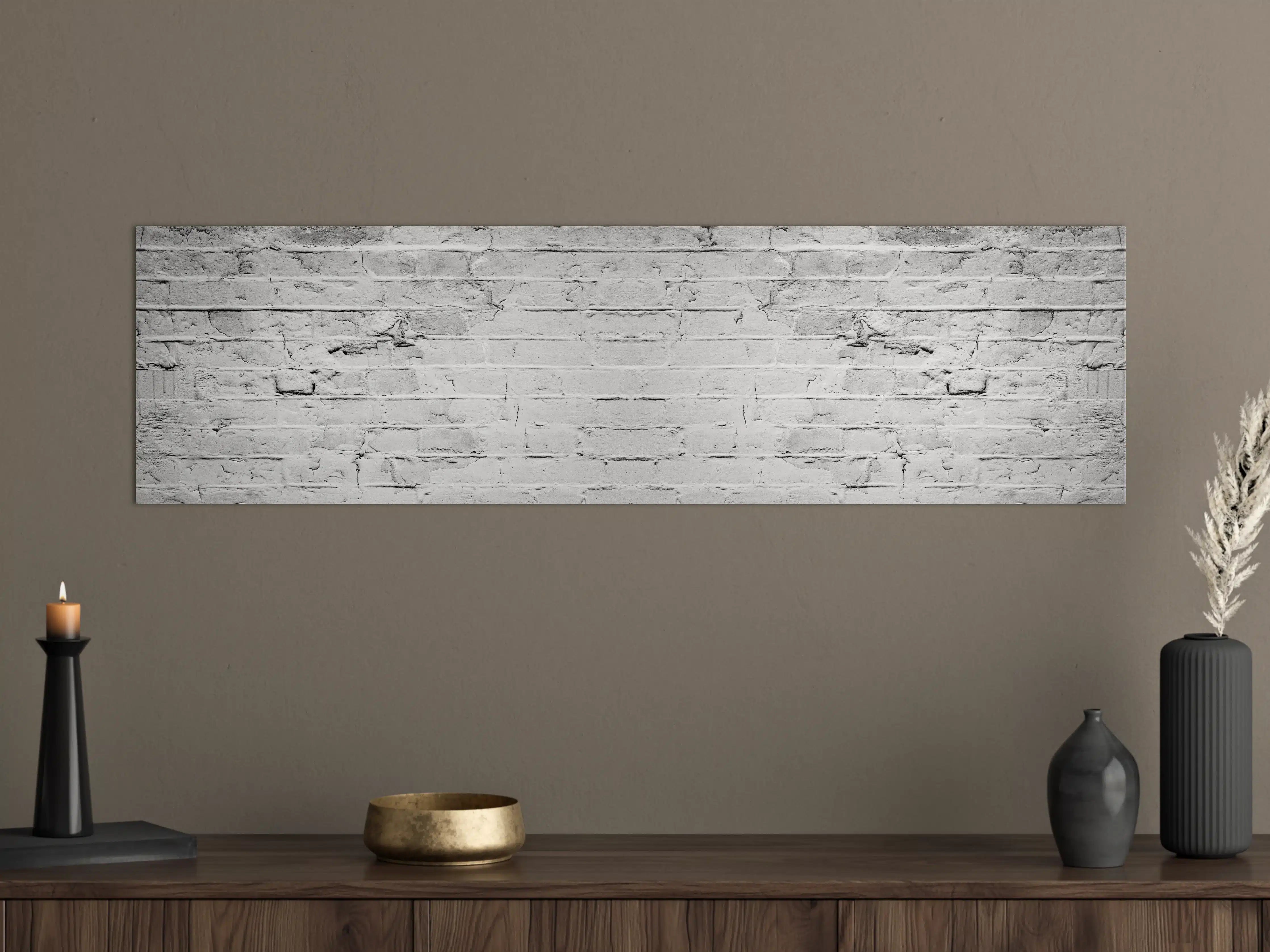 Große Wandbilder - Weiß grau beschädigte Backstein Wand