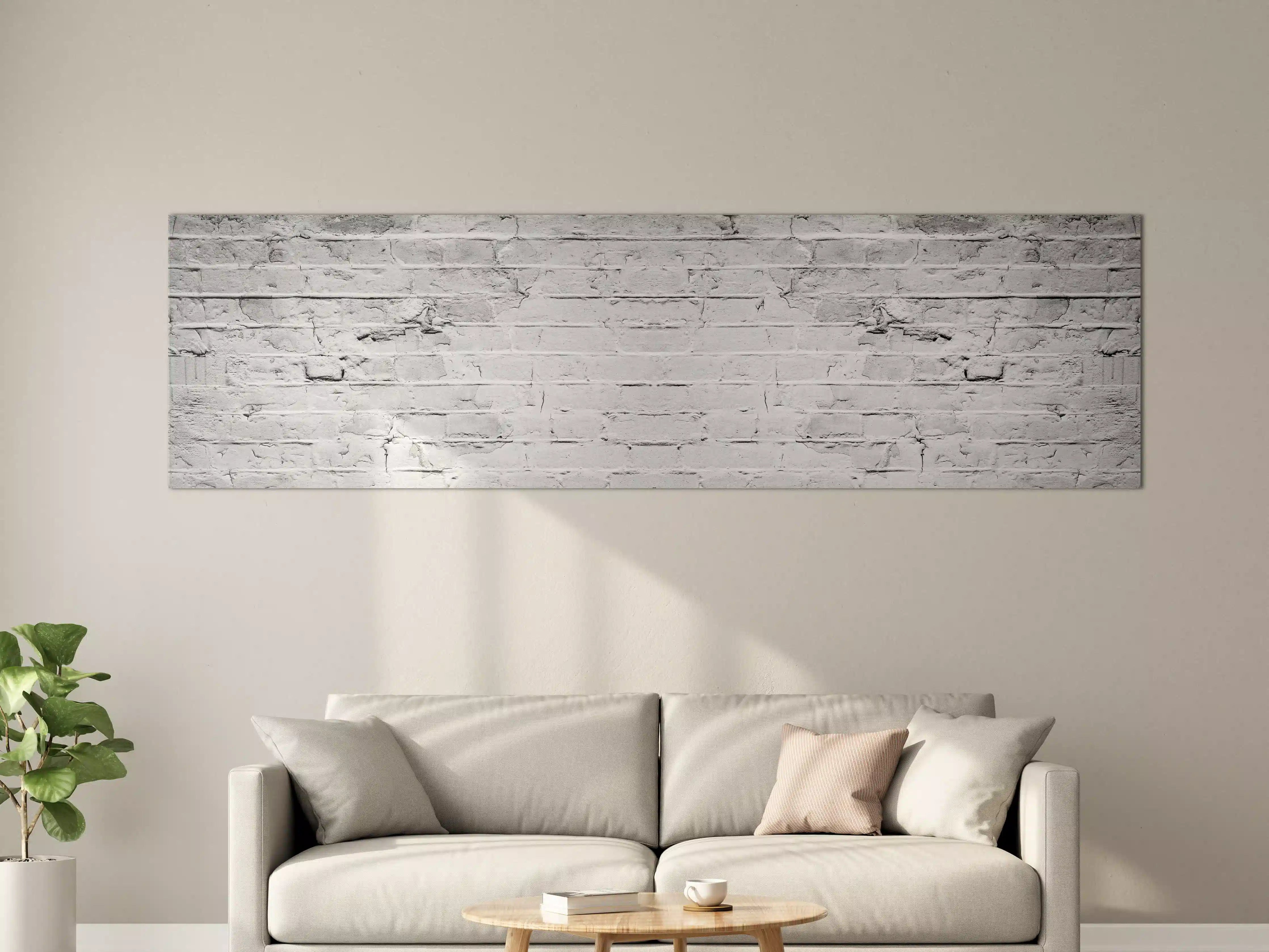 Große Wandbilder - Weiß grau beschädigte Backstein Wand