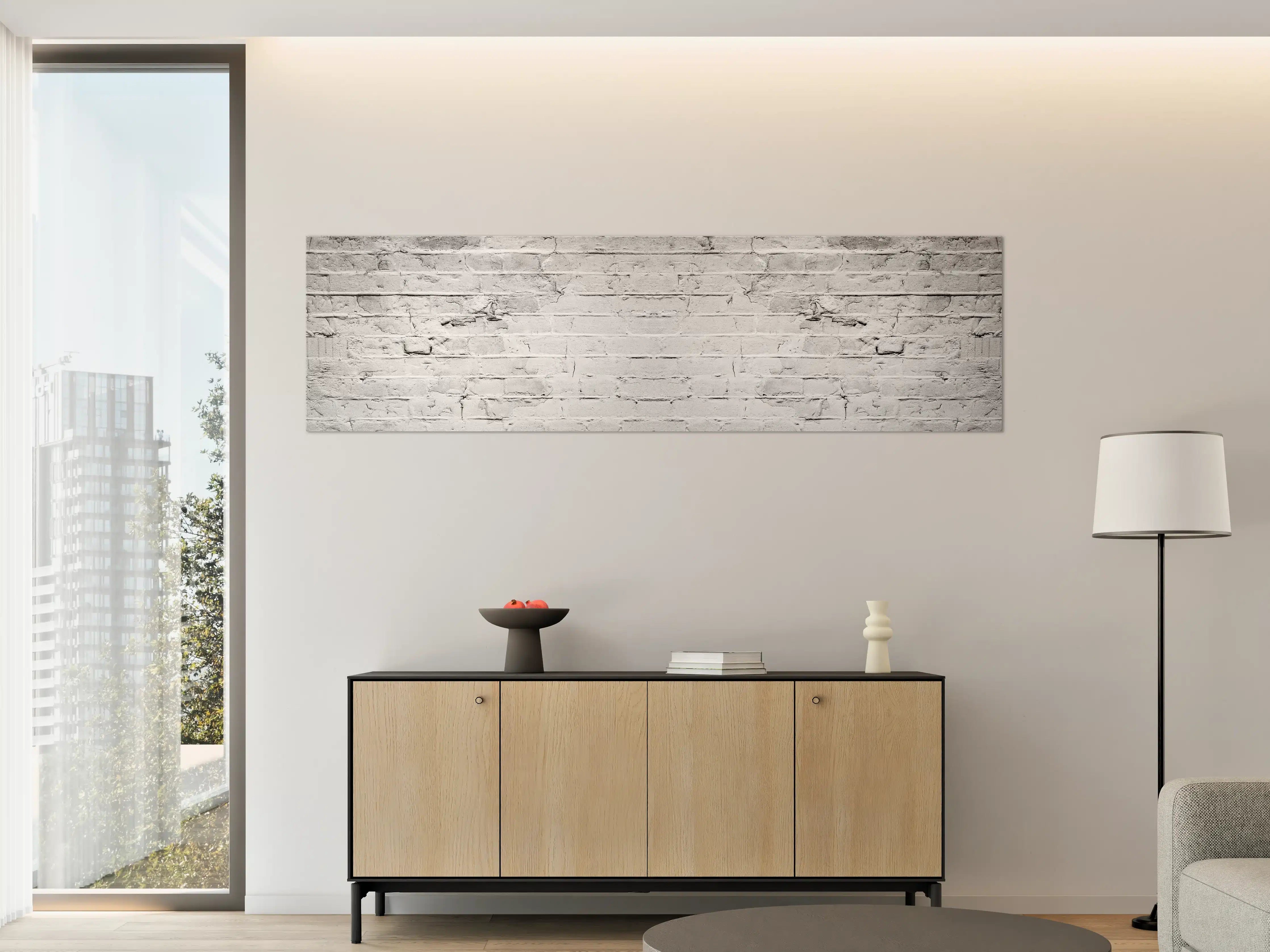 Große Wandbilder - Weiß grau beschädigte Backstein Wand
