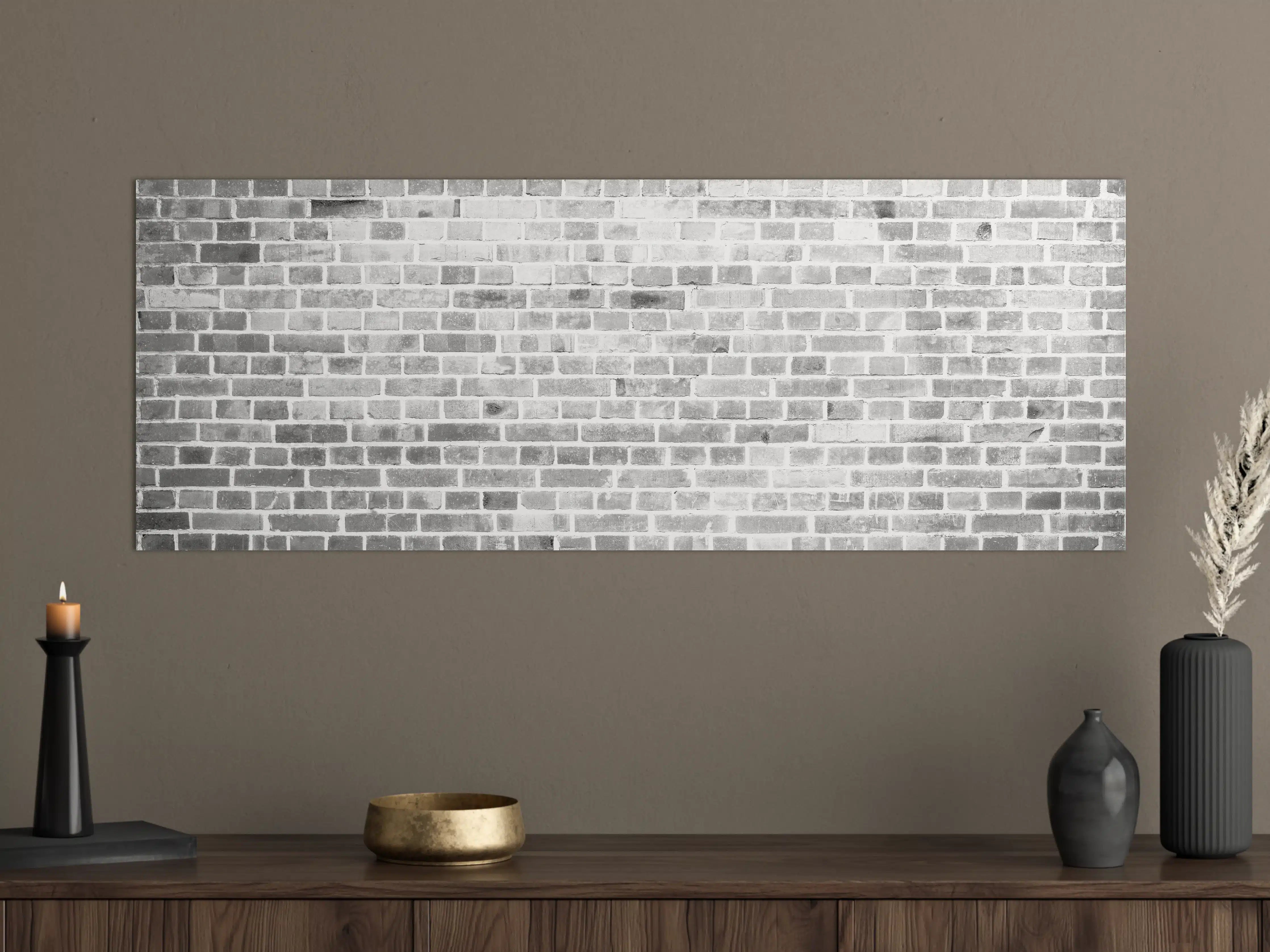 Große Wandbilder - Weiße Backsteinmauer in Grauton, Modernes Wanddesign